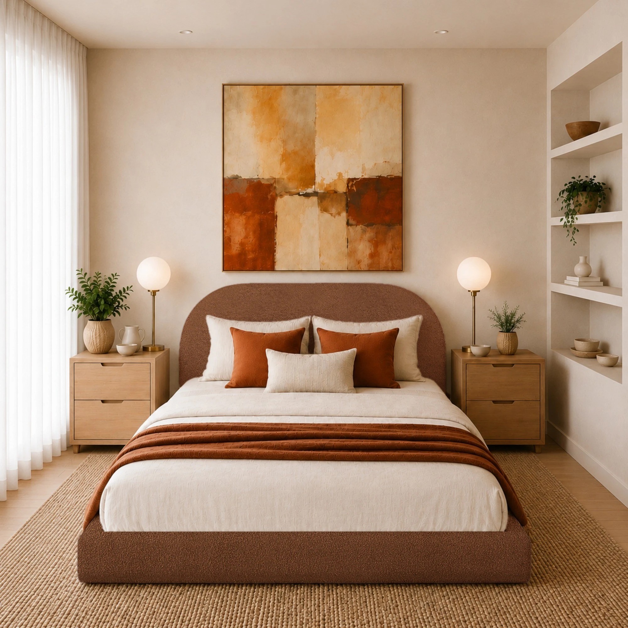 2 Milano Contour Boucle Tool Free Bed Frame - Double Bed - Brown, 2 of 3