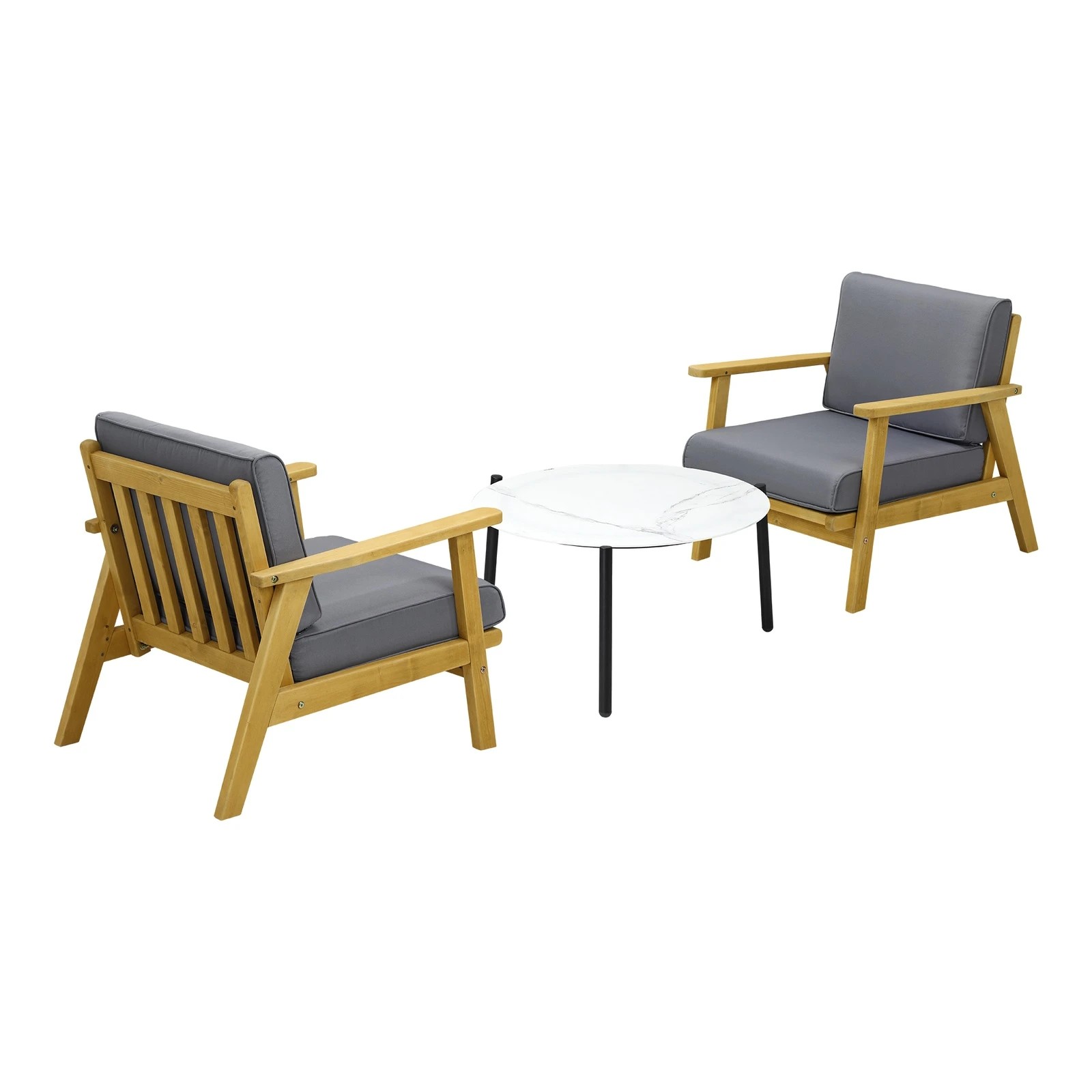 6 Livsip Outdoor Lounge Set 3PCS Patio Furniture Sets 70cm White Coffee Side Table - Multi, 6 of 9