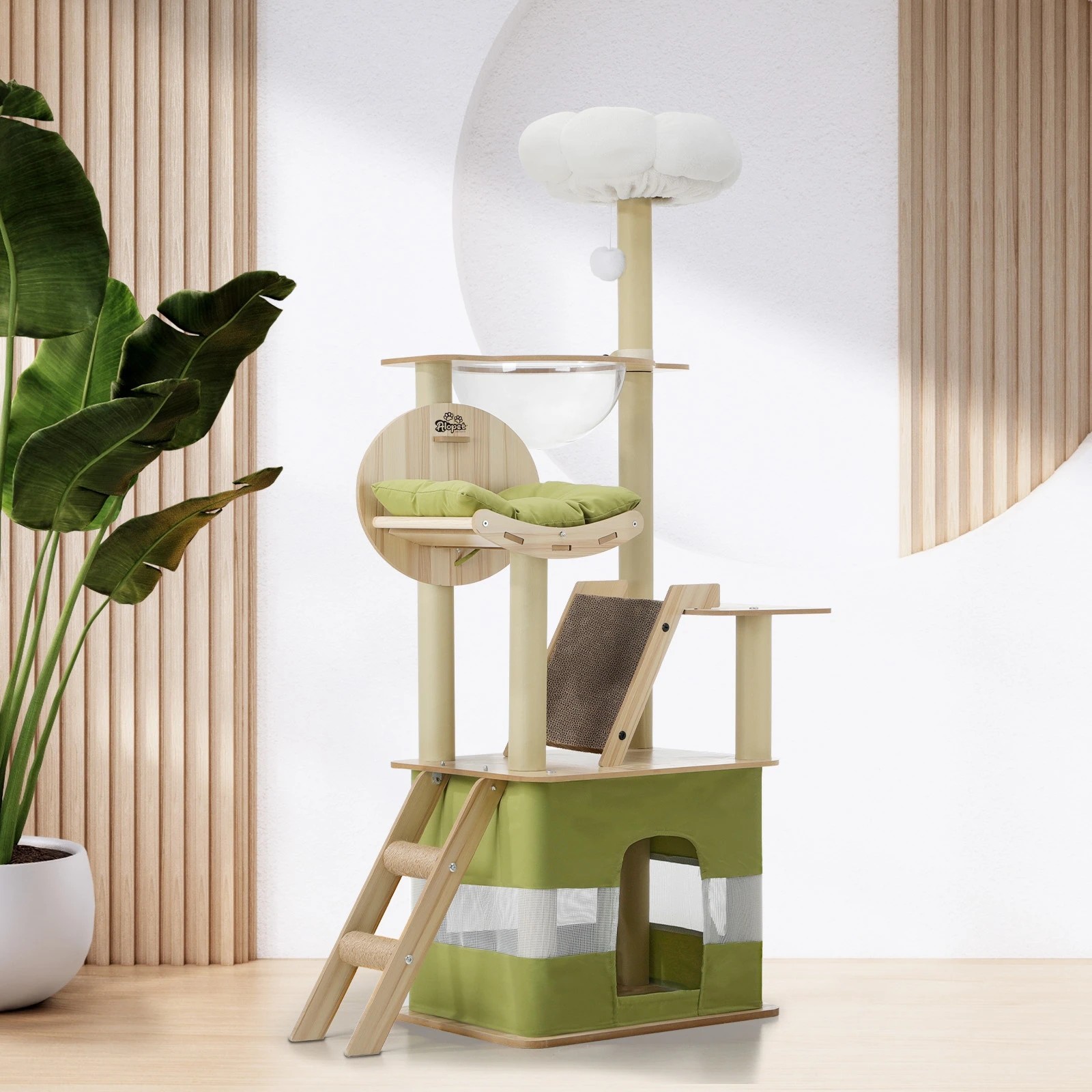 2 Alopet Cat Tree Tower Scratching Post Scratcher 152cm Condo House Bed Furniture
 - Natural, 2 of 8