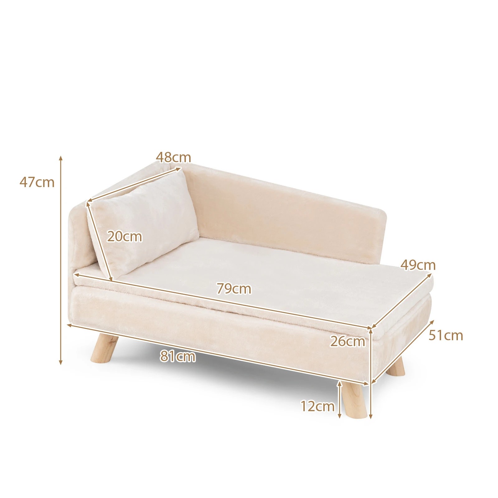 2 Costway Elevated Pet Sofa Bed w/Pillow Indoor Couch Chair for Medium Small Dogs Cats - White, 2 of 7