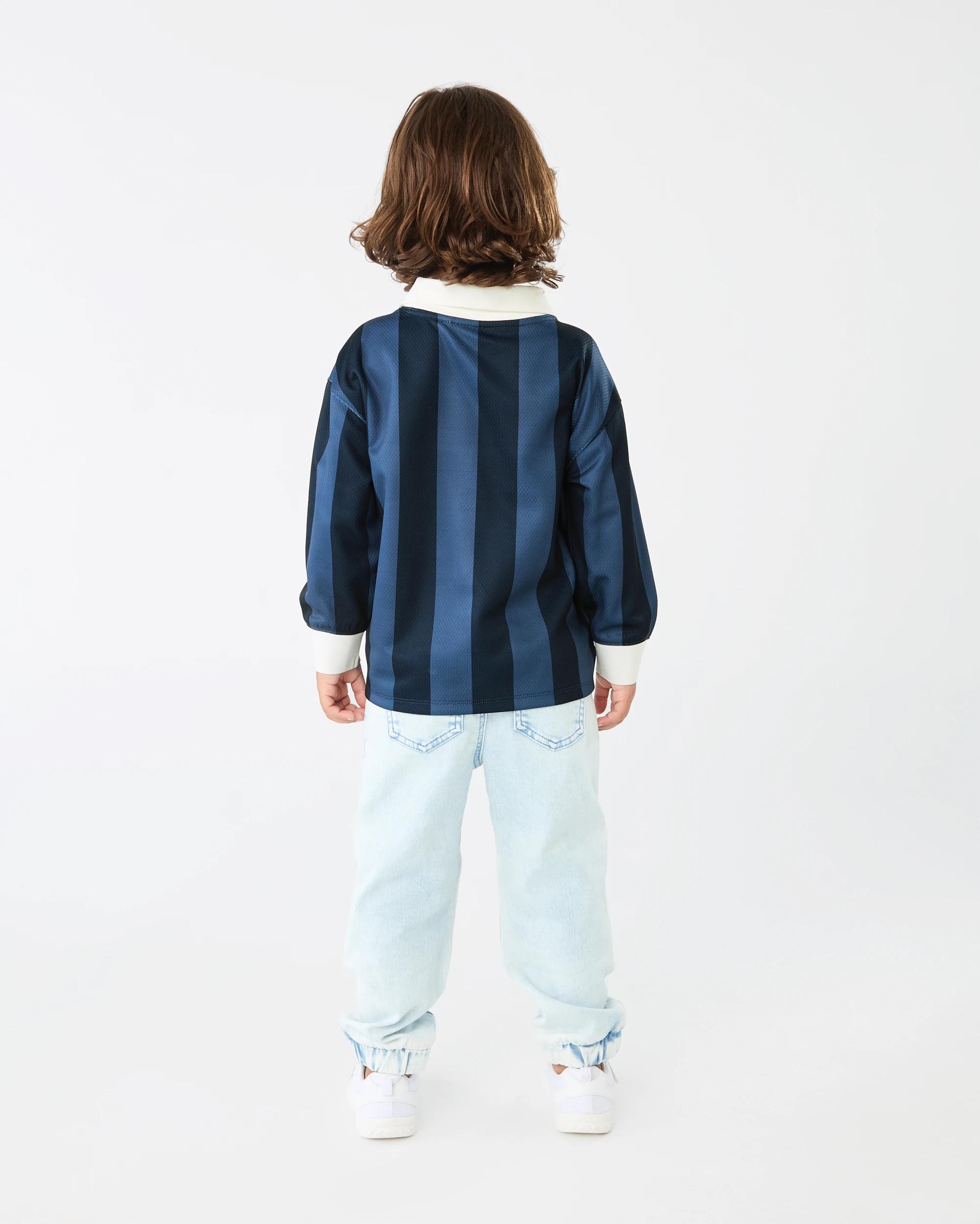 6 Long Sleeve Sports Jersey T-shirt Blu Stripe, 6 of 6