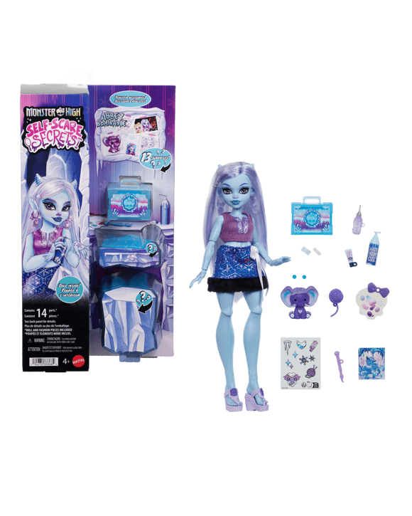 14 Piece Monster High Self-Scare Secrets Abbey Bominable Fashion Doll and Accessories Set