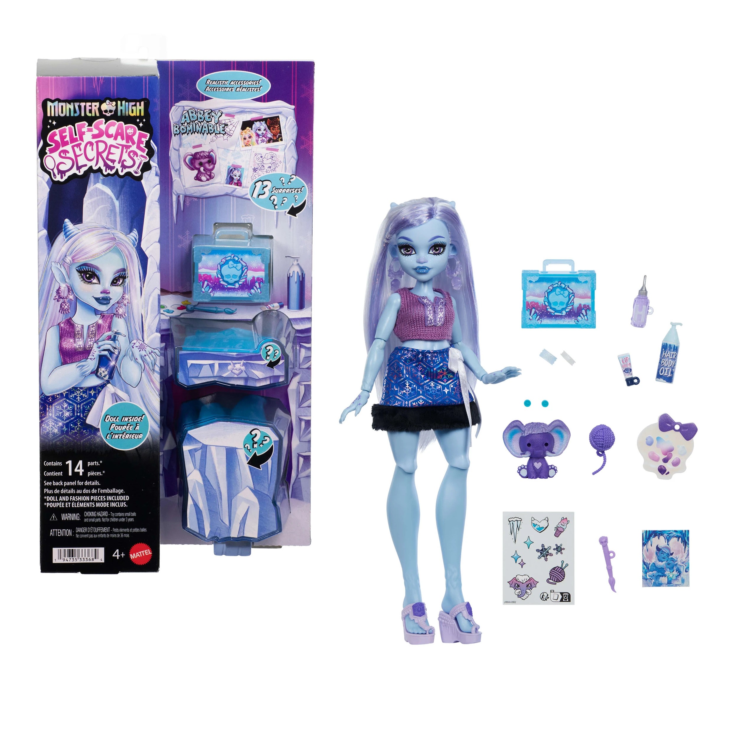 1 14 Piece Monster High Self-Scare Secrets Abbey Bominable Fashion Doll and Accessories Set, 1 of 6