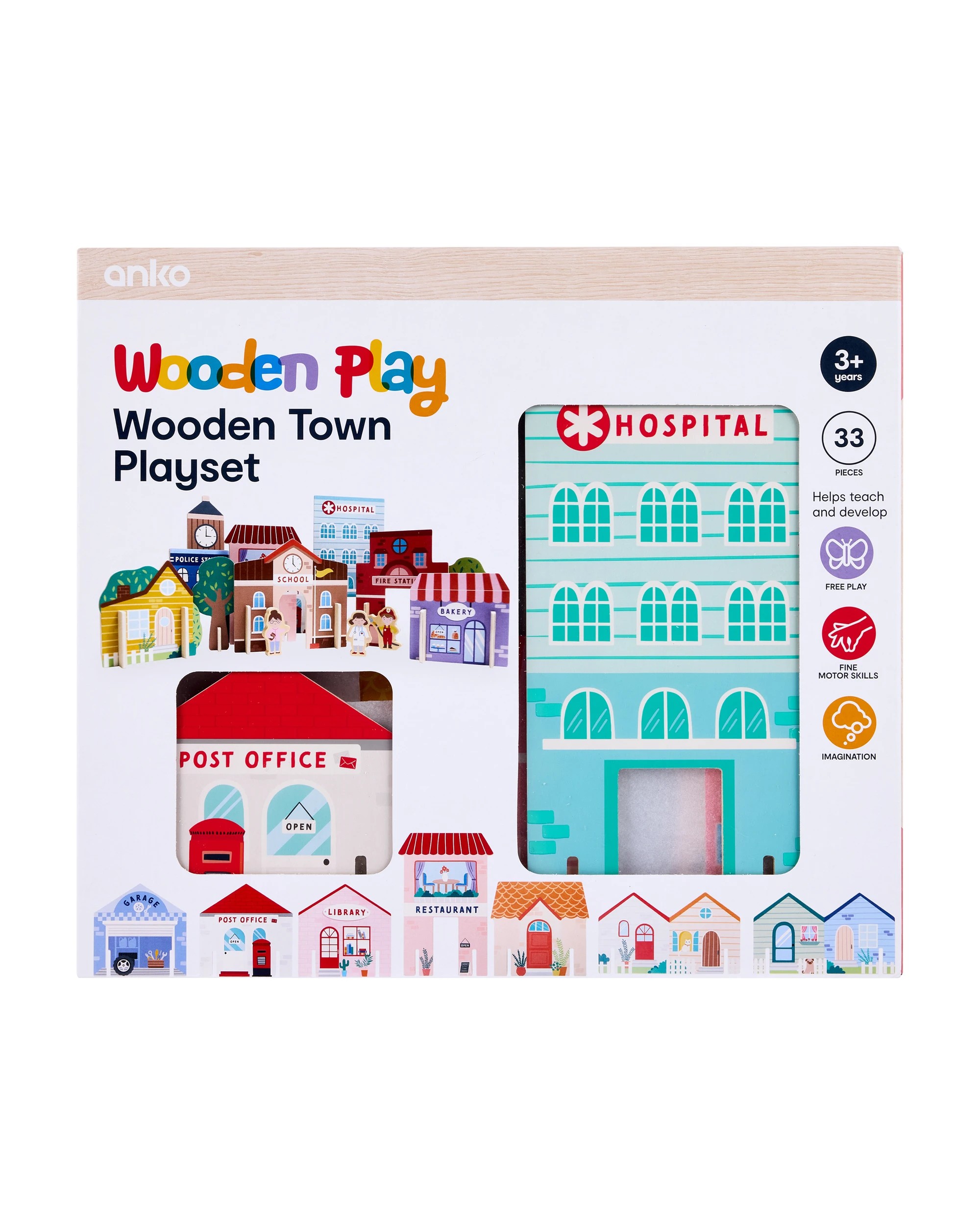 6 33 Piece Wooden Town Playset, 6 of 7