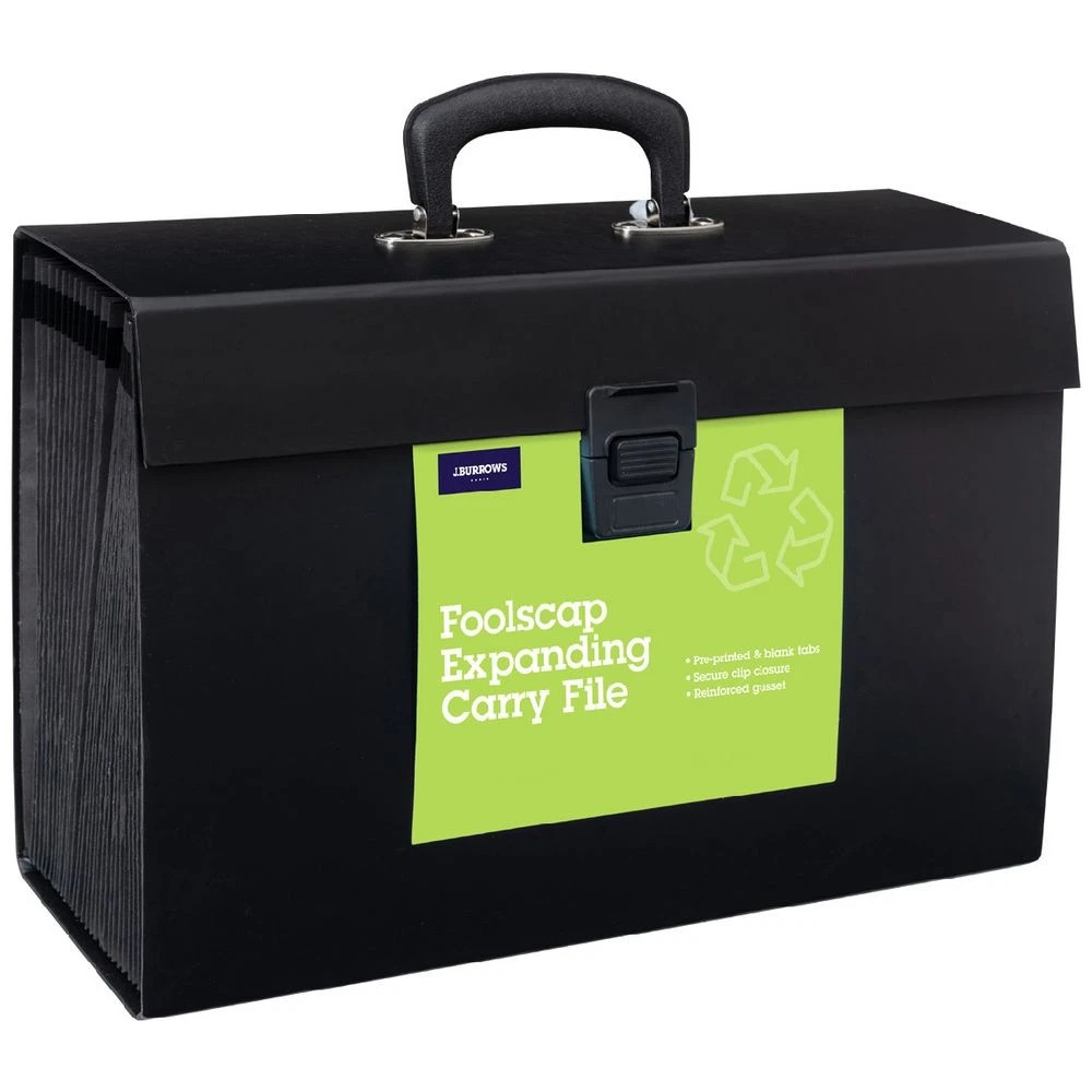 1 J.Burrows Foolscap Extension File 31 Pocket Black, 1 of 3