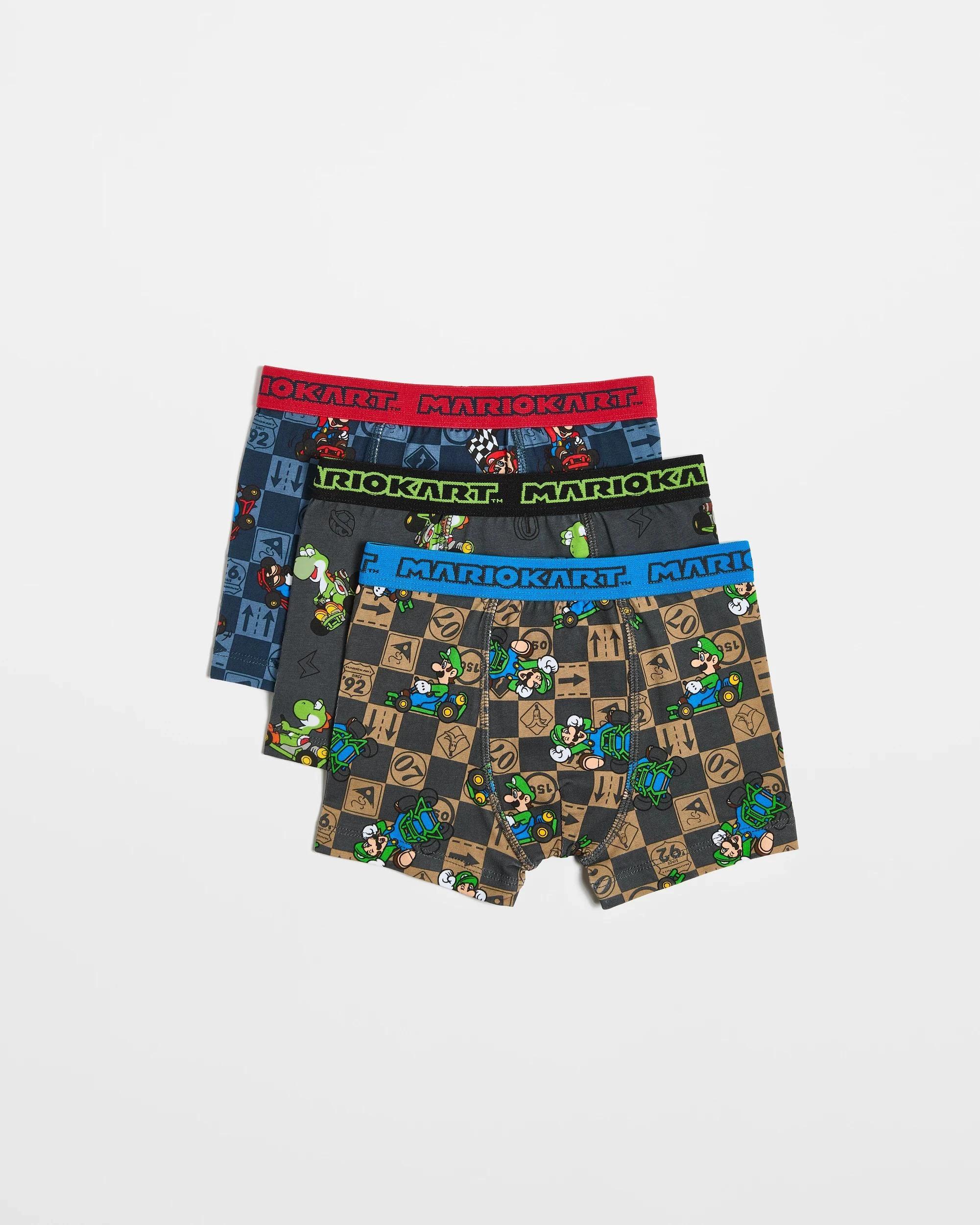 1 Super Mario Mario Kart Younger Boys Trunks 3 Pack MARIO KART, 1 of 2