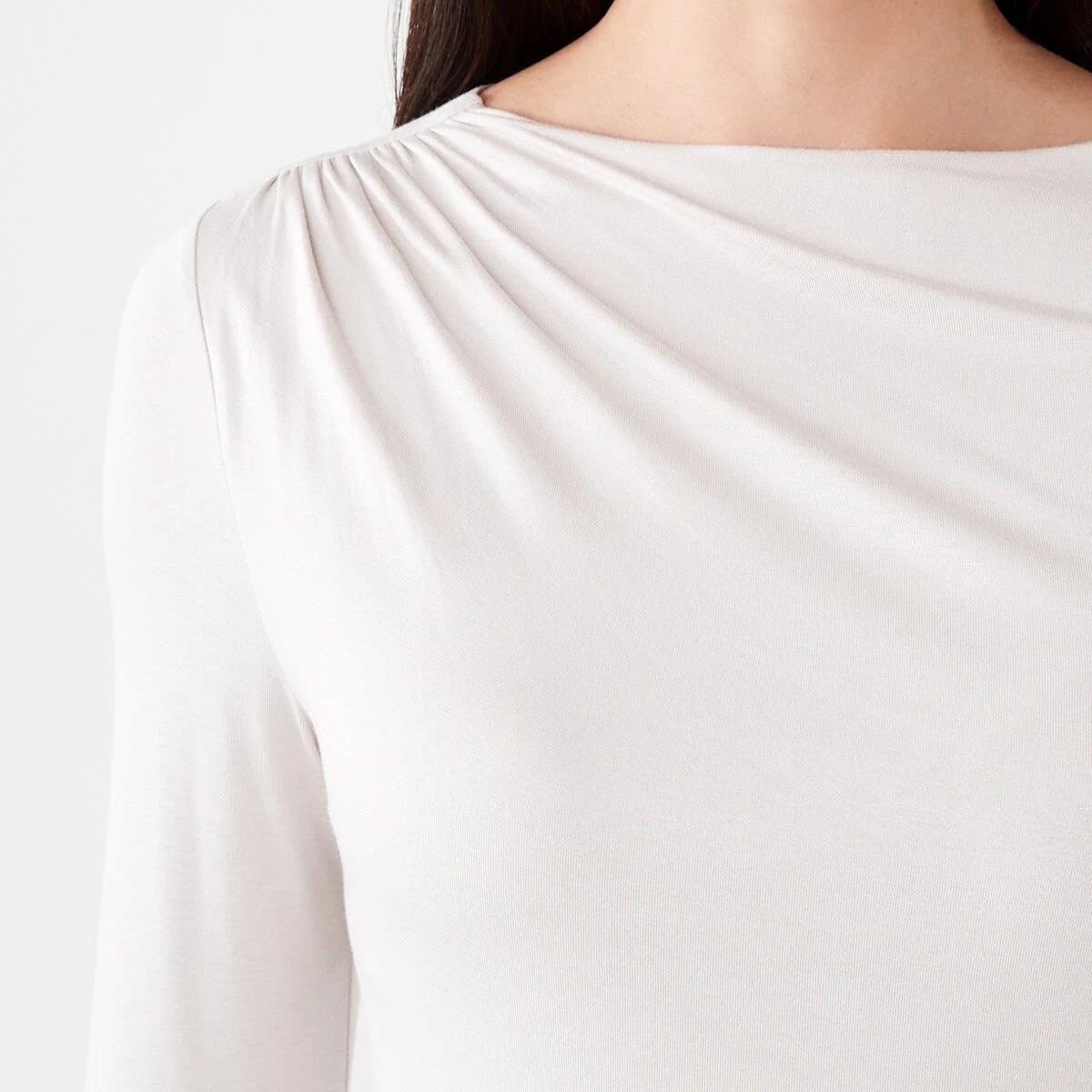 5 Long Sleeve Ruched Shoulder Top Nat Beige, 5 of 6
