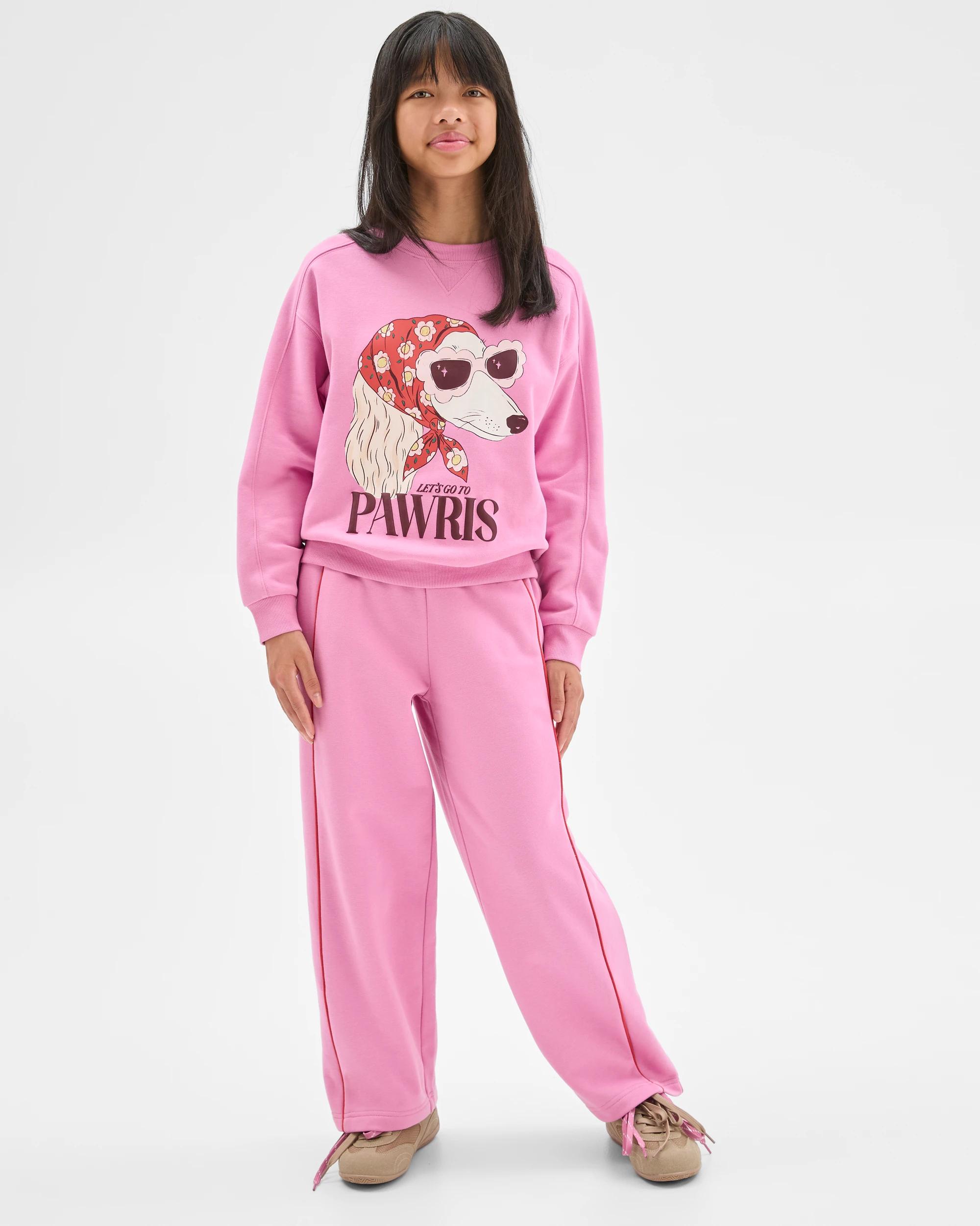1 Target Kids Australian Cotton Blend Long Sleeve Fleece Top SCARF POOCH PINK, 1 of 7