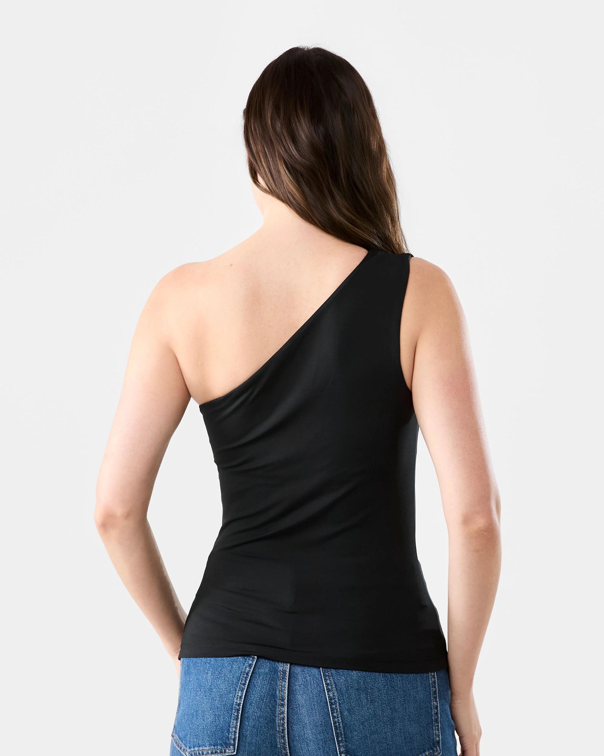 3 Sleeveless One Shoulder Shelf Top Black, 3 of 5