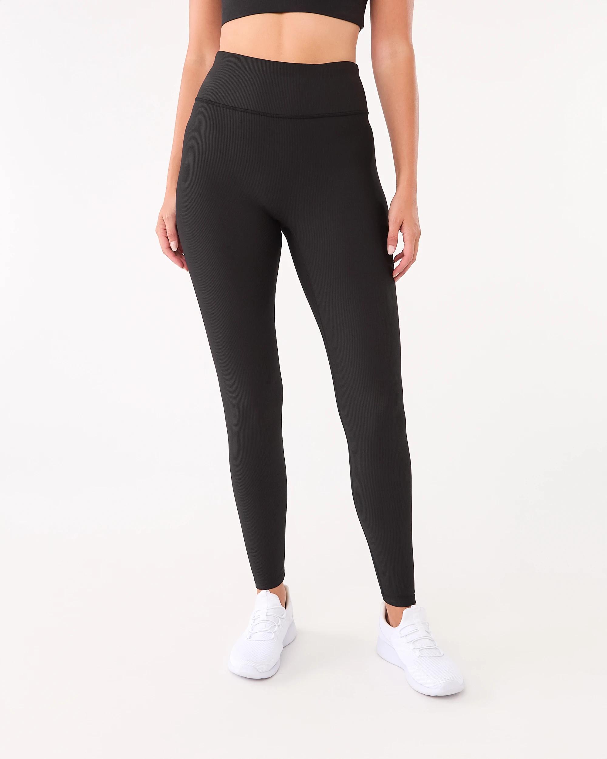 1 Active Womens Ribbed Leggings Black, 1 of 5