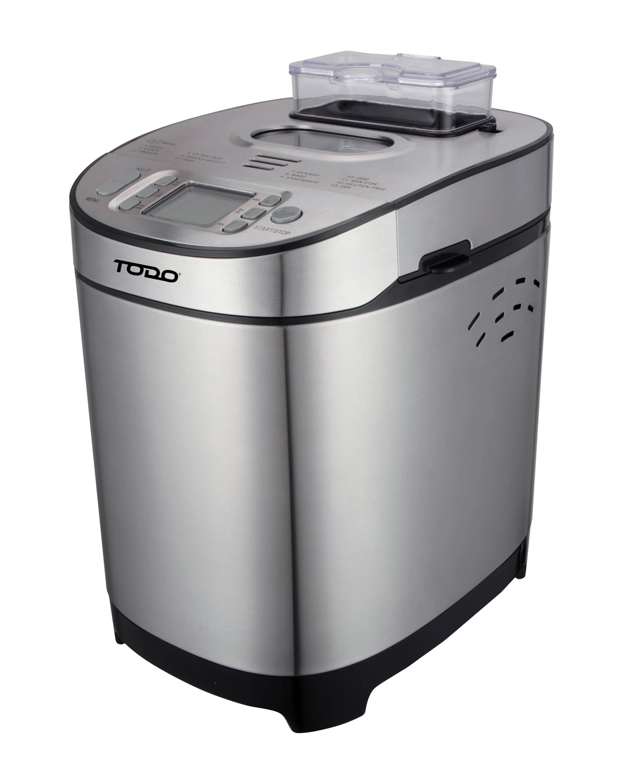 1 TODO Stainless Steel Bread Maker 13 Programs Menu 550W Power Fruit Nut Dispenser Keep Warm Function, 1 of 7