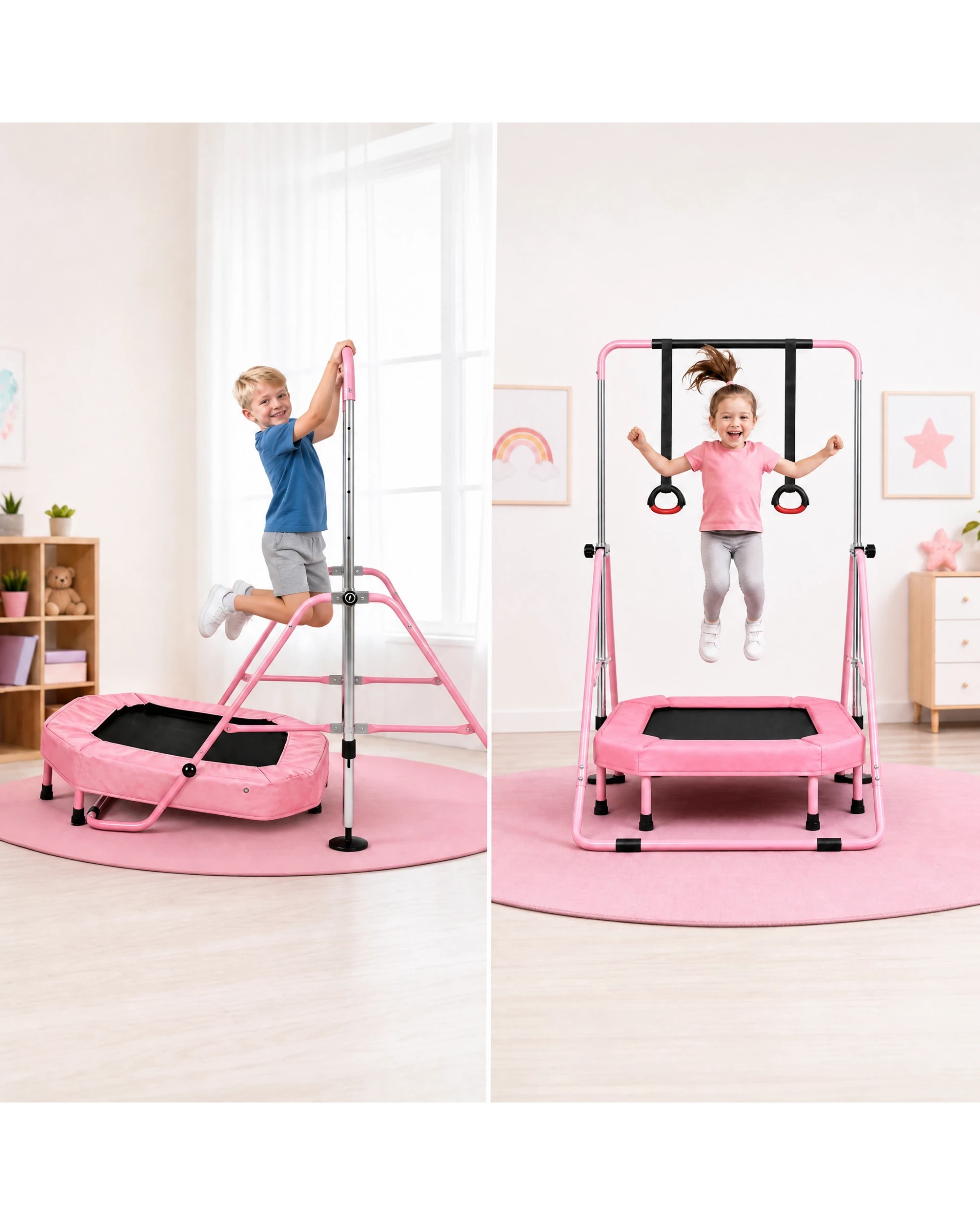 2 Advwin Kids Gymnastics Bar Training Bar for Indoor Outdoor - Pink, 2 of 7