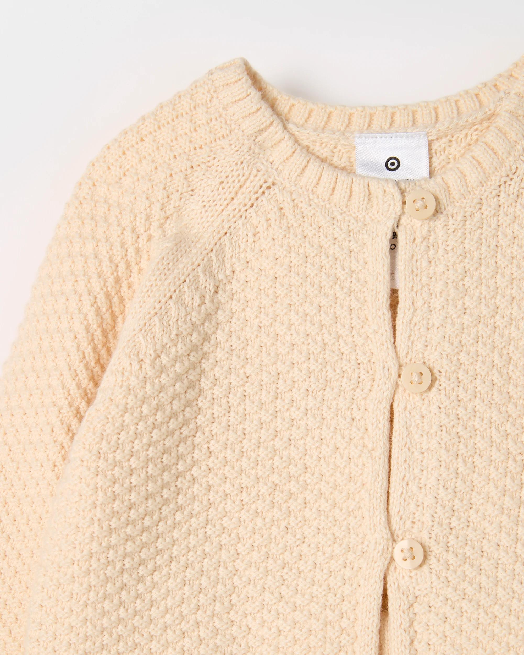 3 Target Baby Baby Organic Cotton Cardigan, Pants and Bootie Knit Set CREAM, 3 of 3