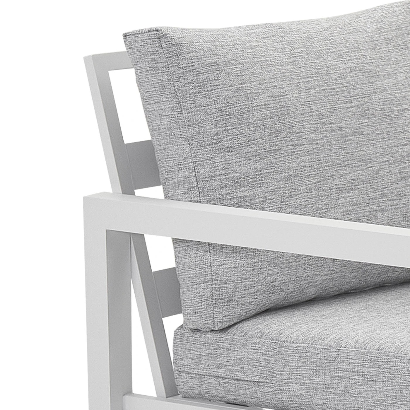 7 Moda Living Manly 3 Seater White Aluminium Outdoor Sofa Lounge - Light Textured Grey Cushions - White, 7 of 10