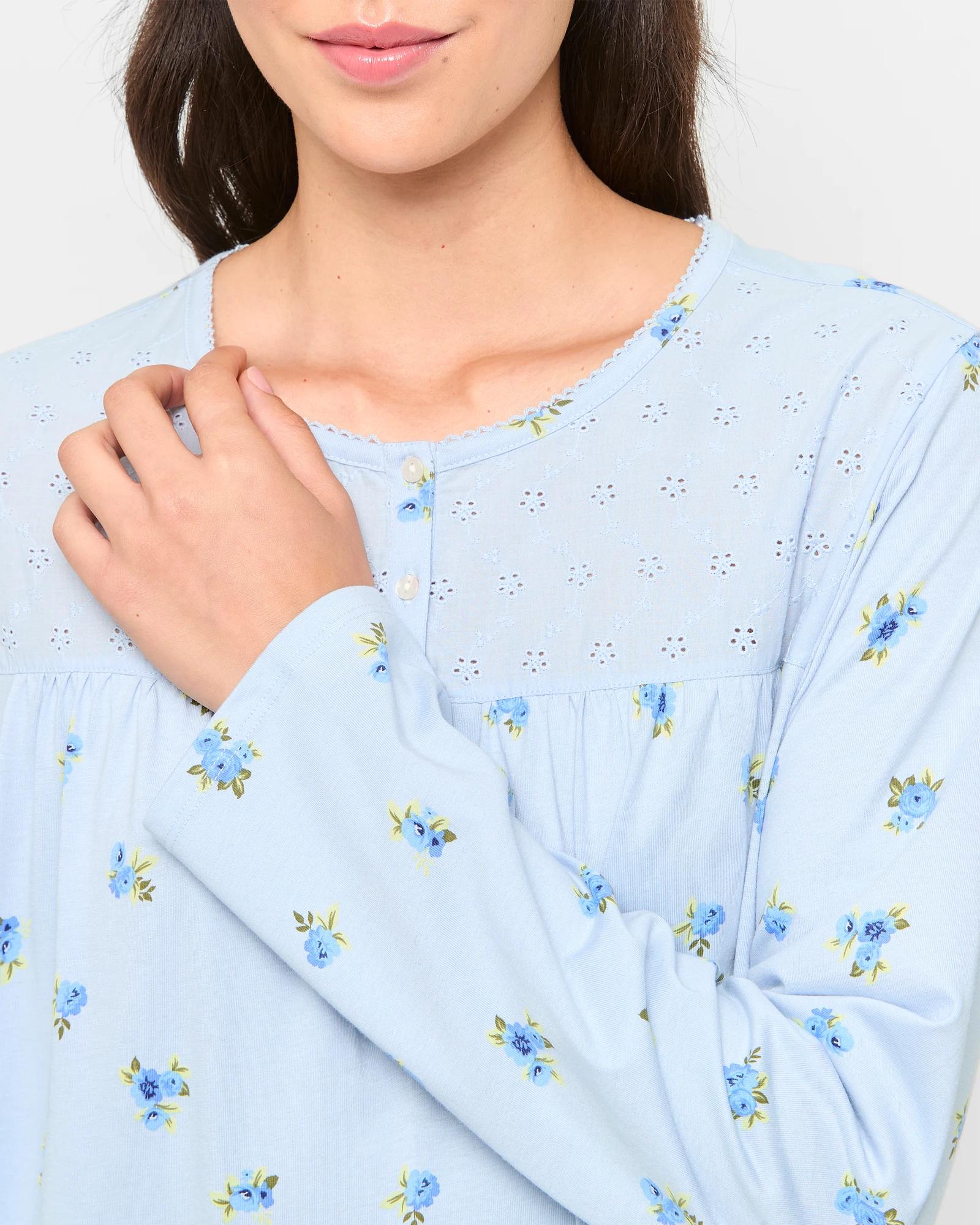5 Target Australian Cotton Long Sleeve Traditional Sleep Nightie BLUE DITSY, 5 of 5