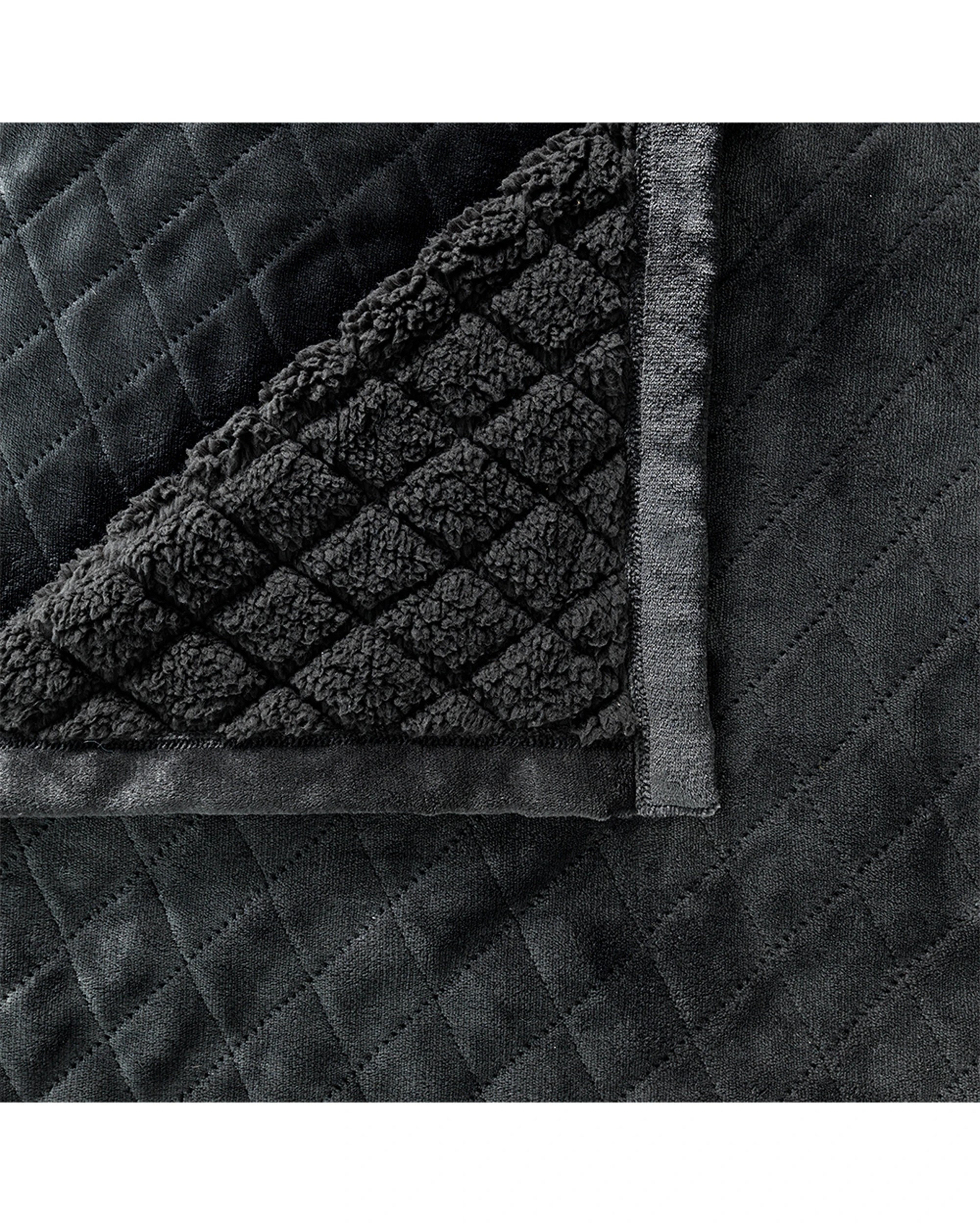 2 Bianca Mansfield 480gsm Sherpa Blanket Queen/King - Black, 2 of 2