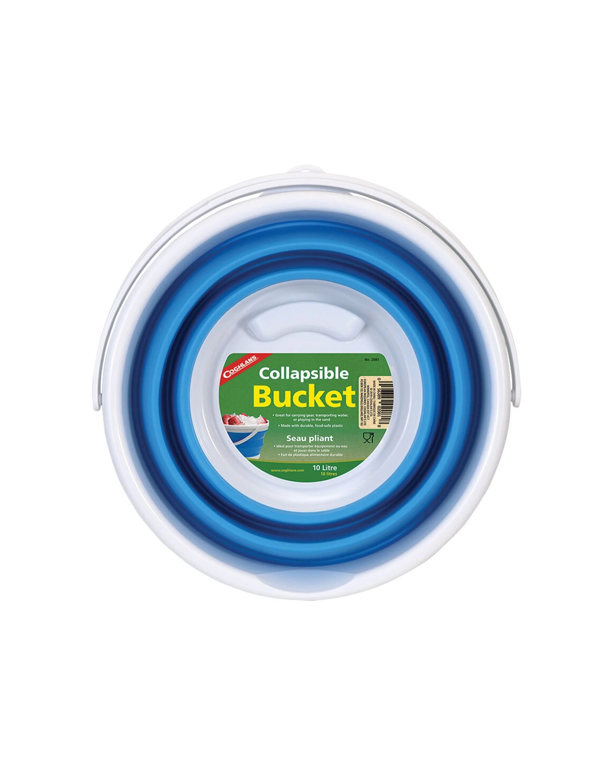 2 Coghlans 10L Collapsible Bucket Food-Safe TPR And PP With Spout For Camping - Blue, 2 of 3