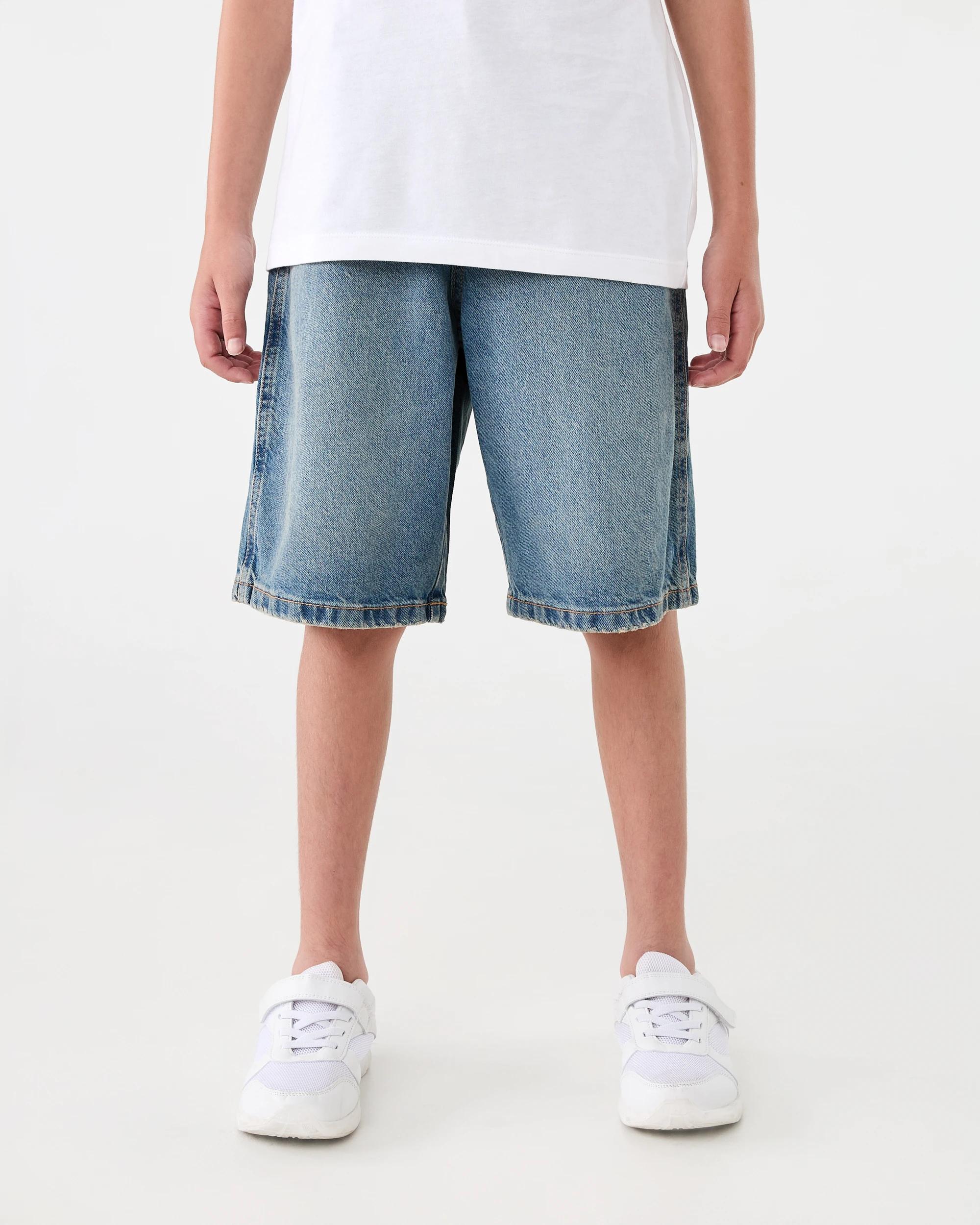 1 Longline Denim Shorts Dirty Wash, 1 of 7