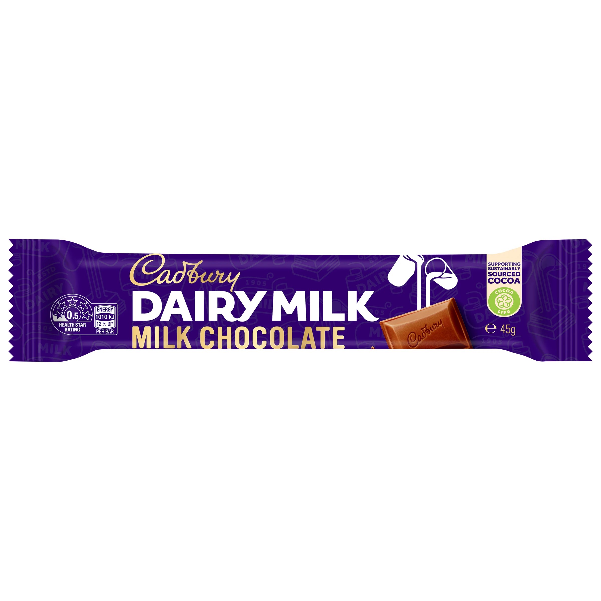 1 Cadbury Dairy Milk Milk Chocolate Bar 45g, 1 of 2