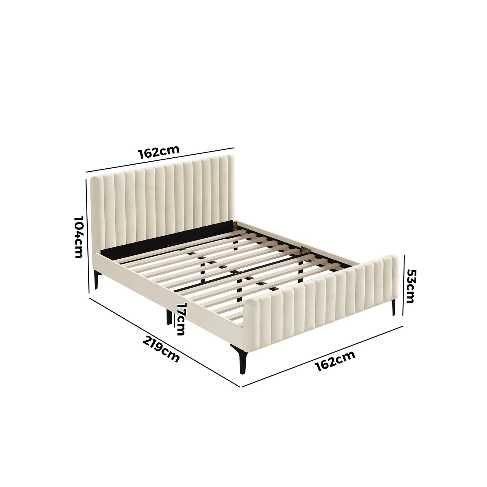 10 Oikiture Queen Bed Frame Beds Platform Velvet
 - Beige, 10 of 10