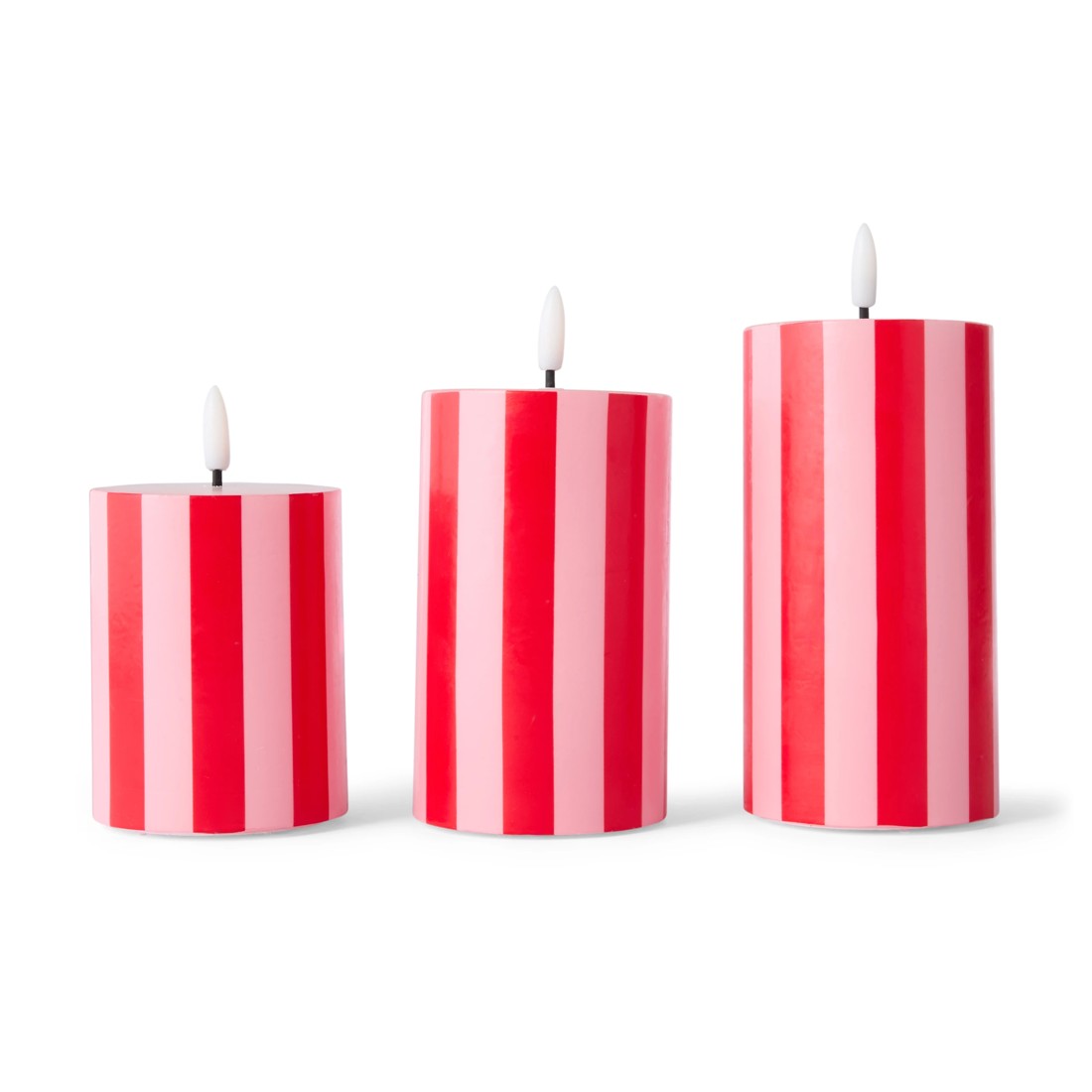 2 LED Pink and Red Stripe Candle Set, 2 of 9