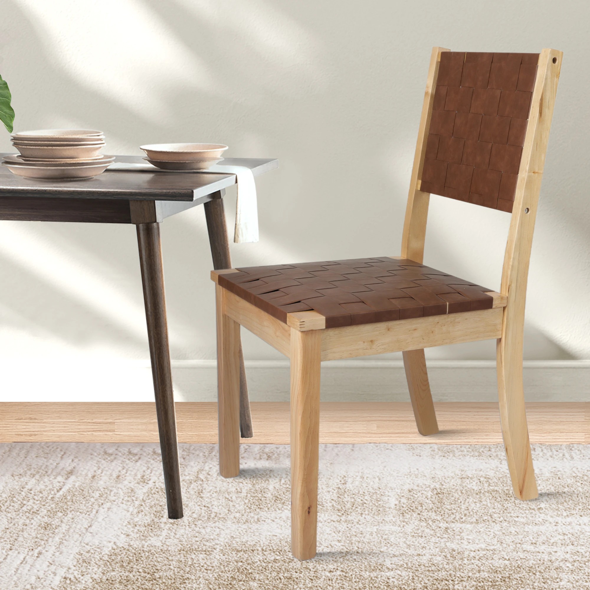 7 Levede 6x Dining Chairs PU Solid Beech Wood - Natural, 7 of 8