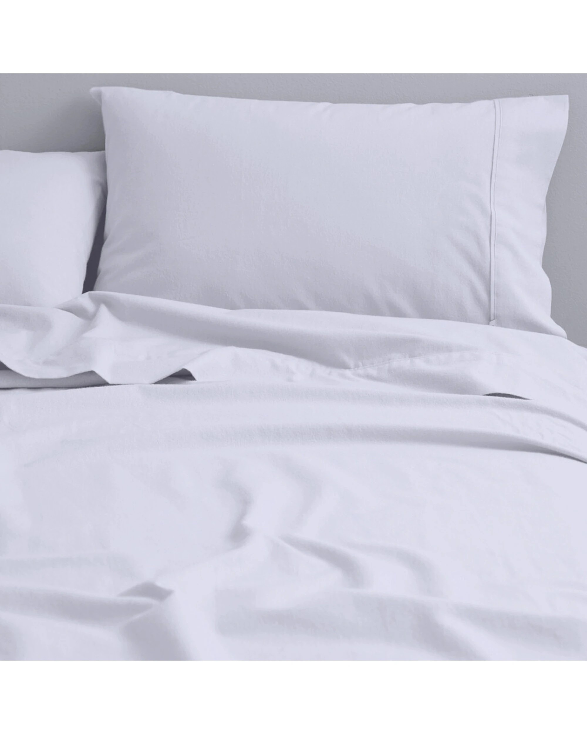 1 Canningvale Cozi Cotton Flannelette Fitted Sheet With Pillowcase Set - King Bed - White, 1 of 3