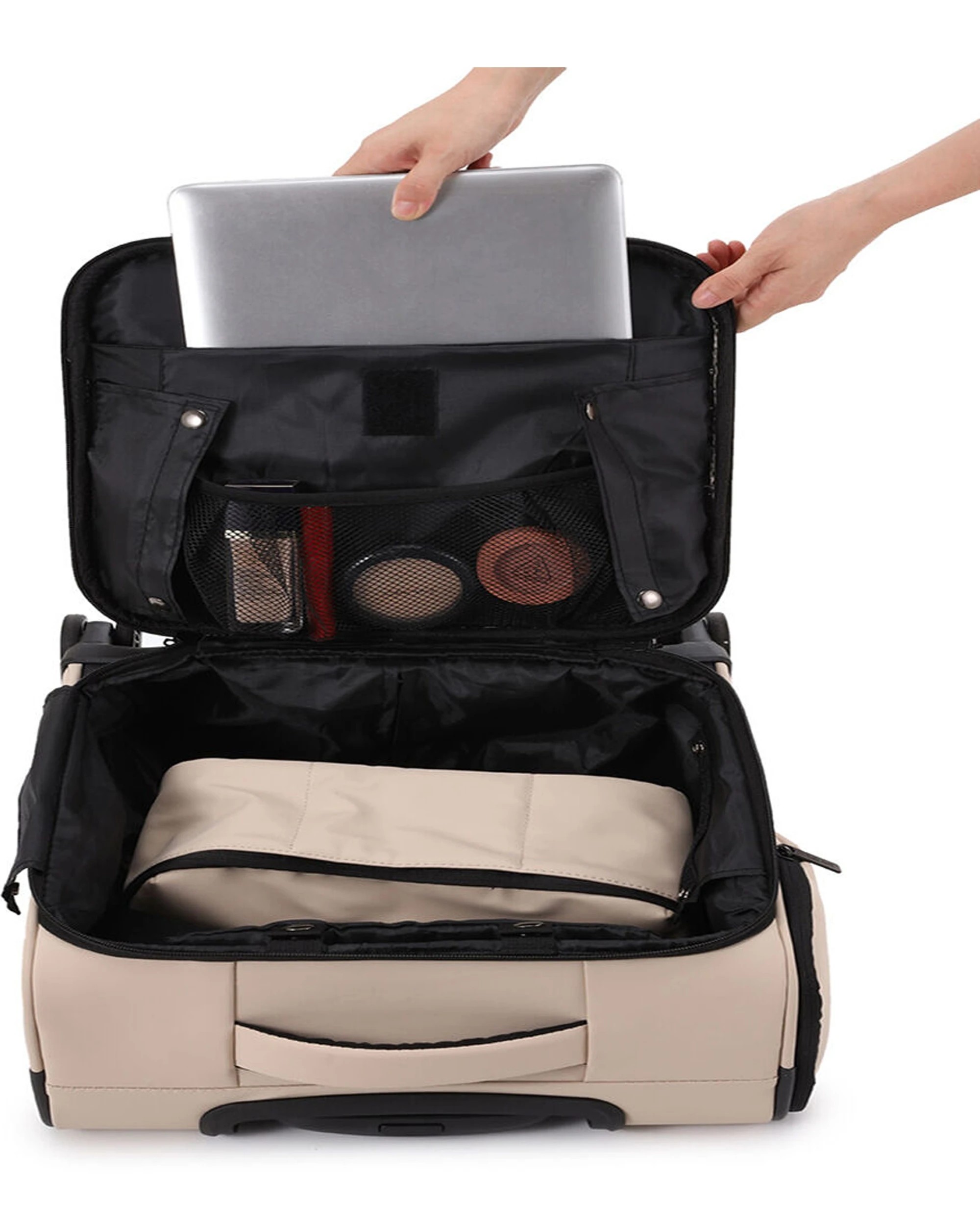 8 Kate Hill Willow Travel Luggage Mini Carry-On Bag Suitcase Lightweight - Beige, 8 of 8