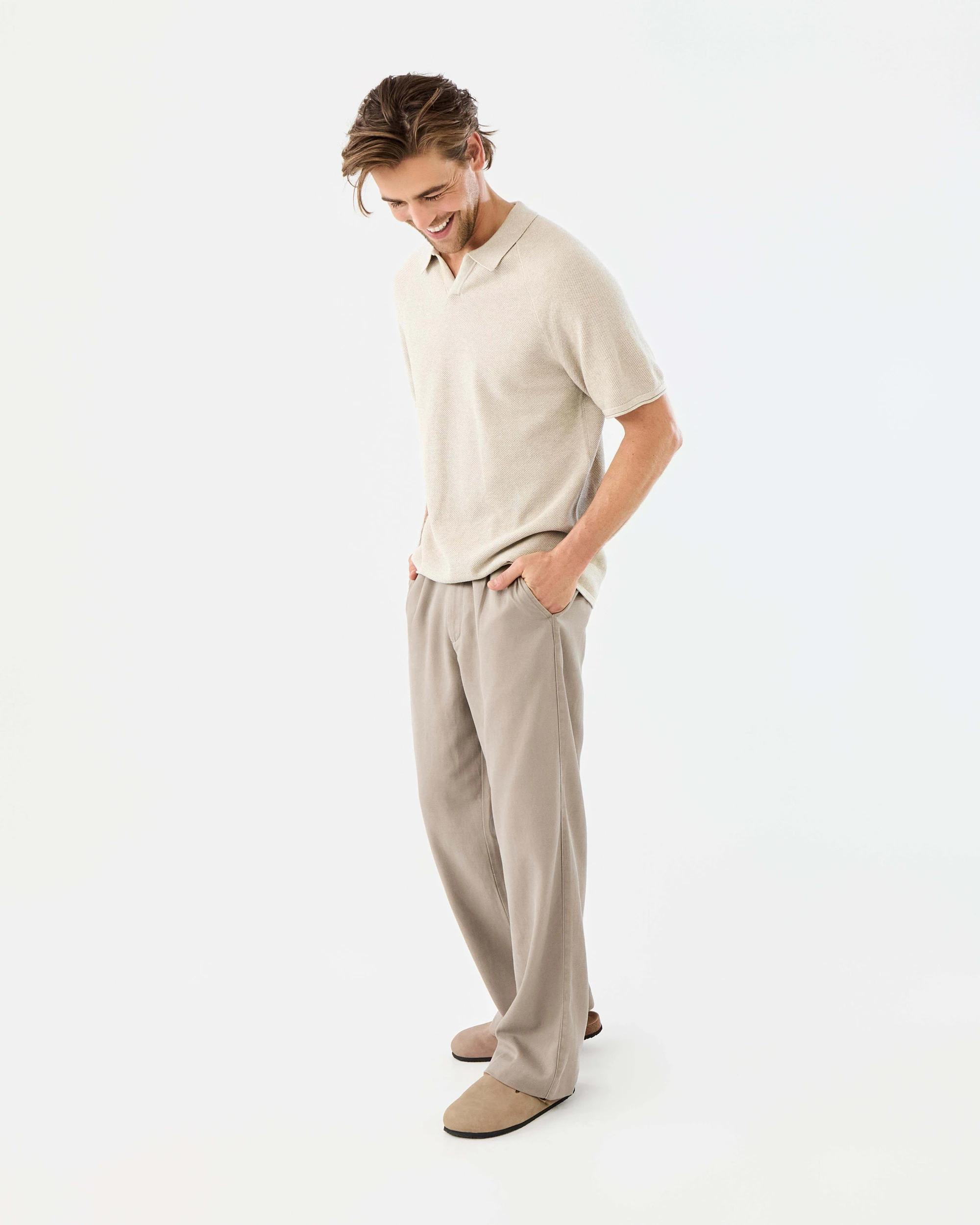 3 True Knit Raglan Polo Shirt Bge Marle, 3 of 8