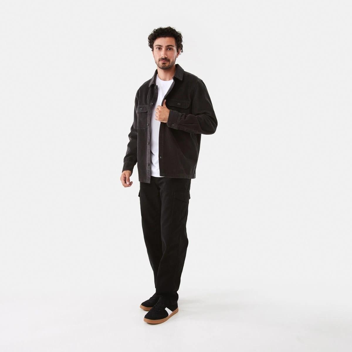 2 Long Sleeve Corduroy Overshirt Char Grey, 2 of 10