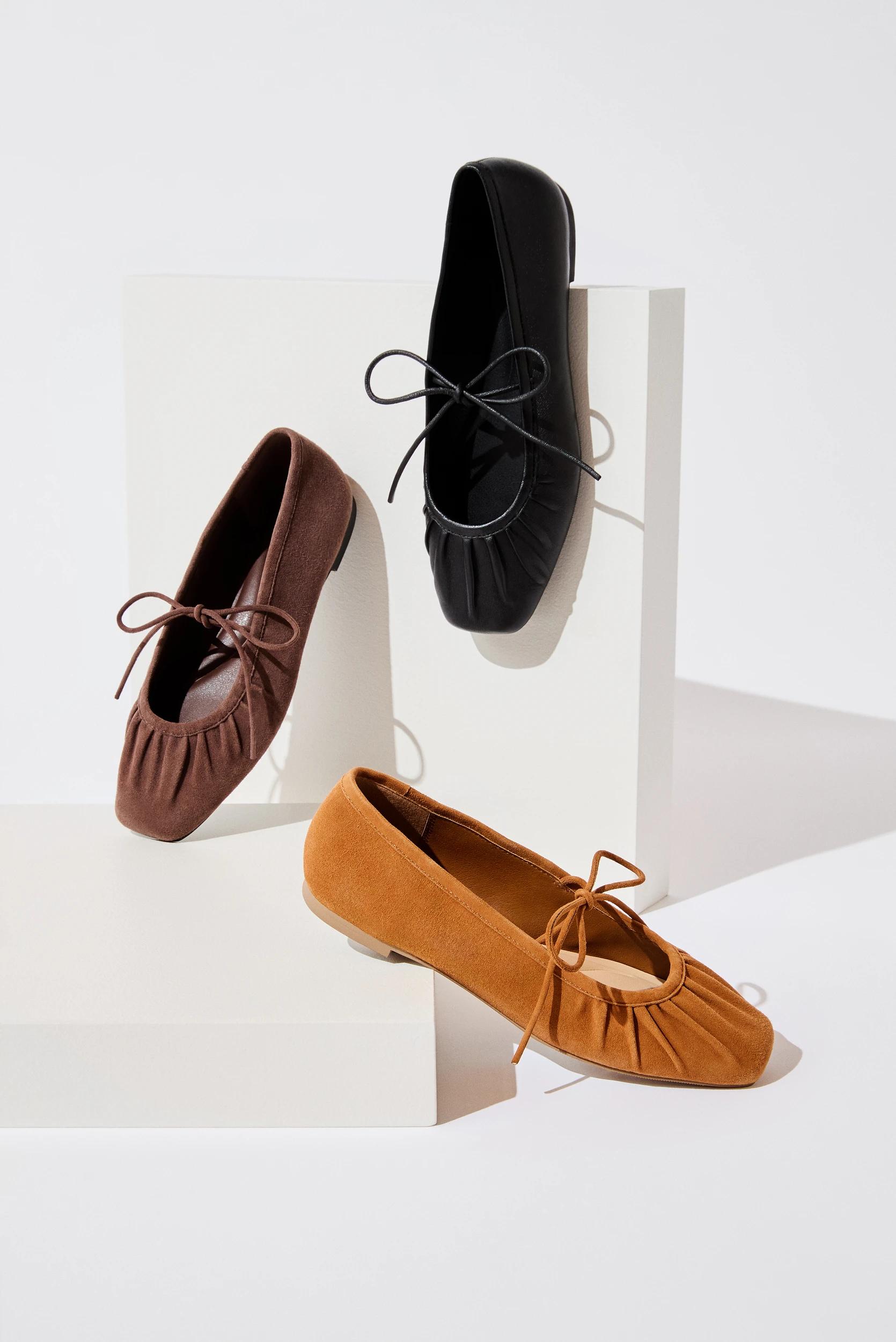 4 Target Woman Genuine Suede Leather Gathered Ballet Flat - Lily TAN SUEDE, 4 of 5