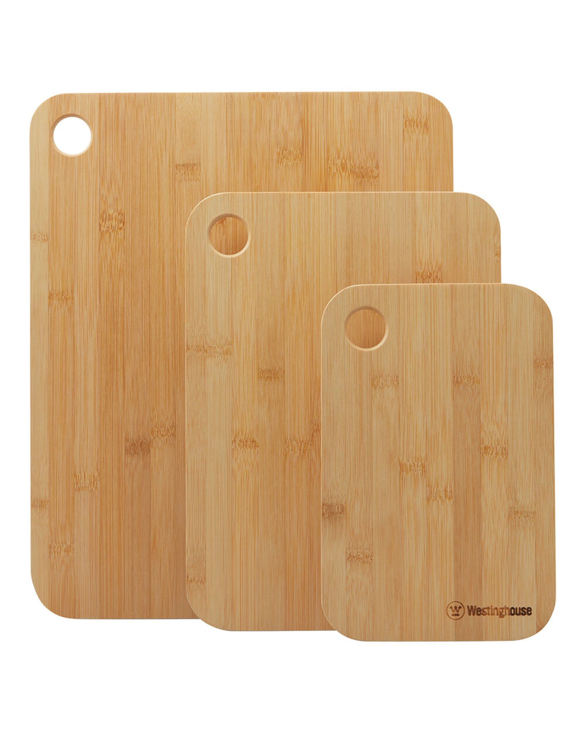 1 Westinghouse 3 Piece Bamboo Chopping Board Set, 1 of 8