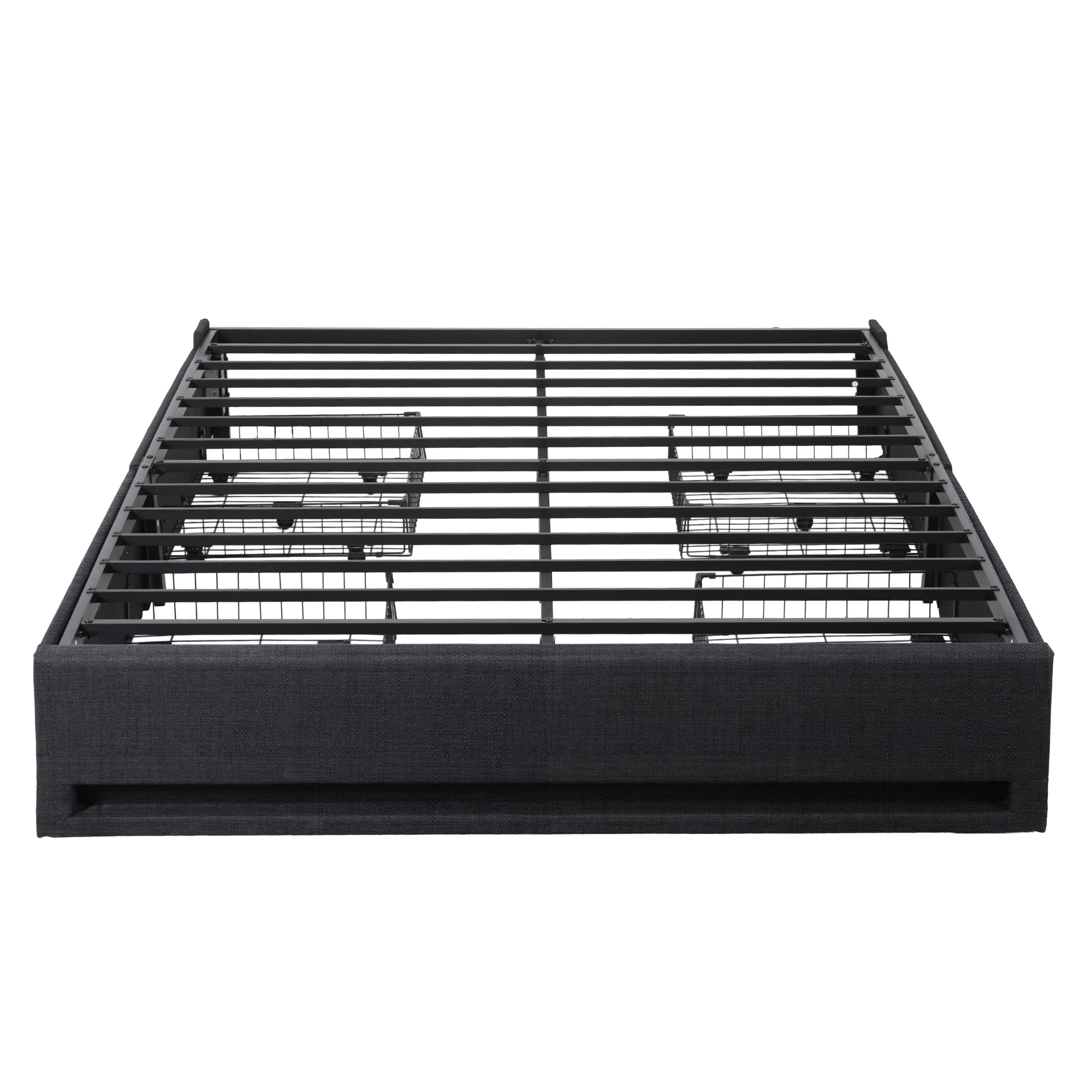 3 Artiss Double Bed Frame with Storage Drawers RGB Lights Charging Station Upholstered Fabric - Black, 3 of 5