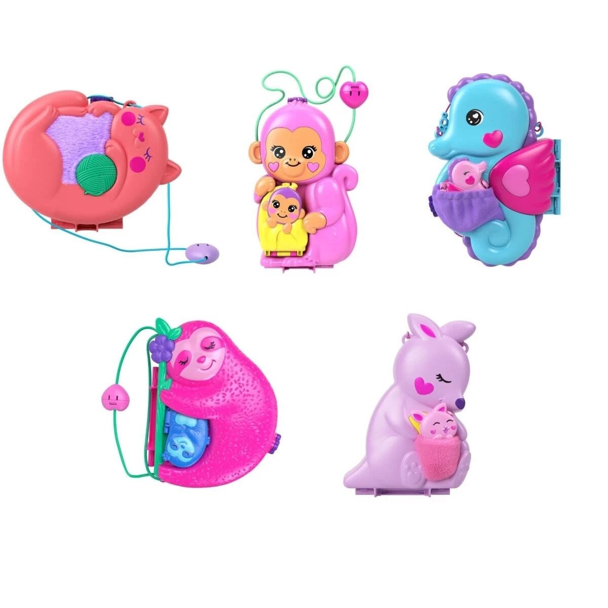 2 Polly Pocket Mini Toys Wearable Purse Compact Playset - Assorted, 2 of 8