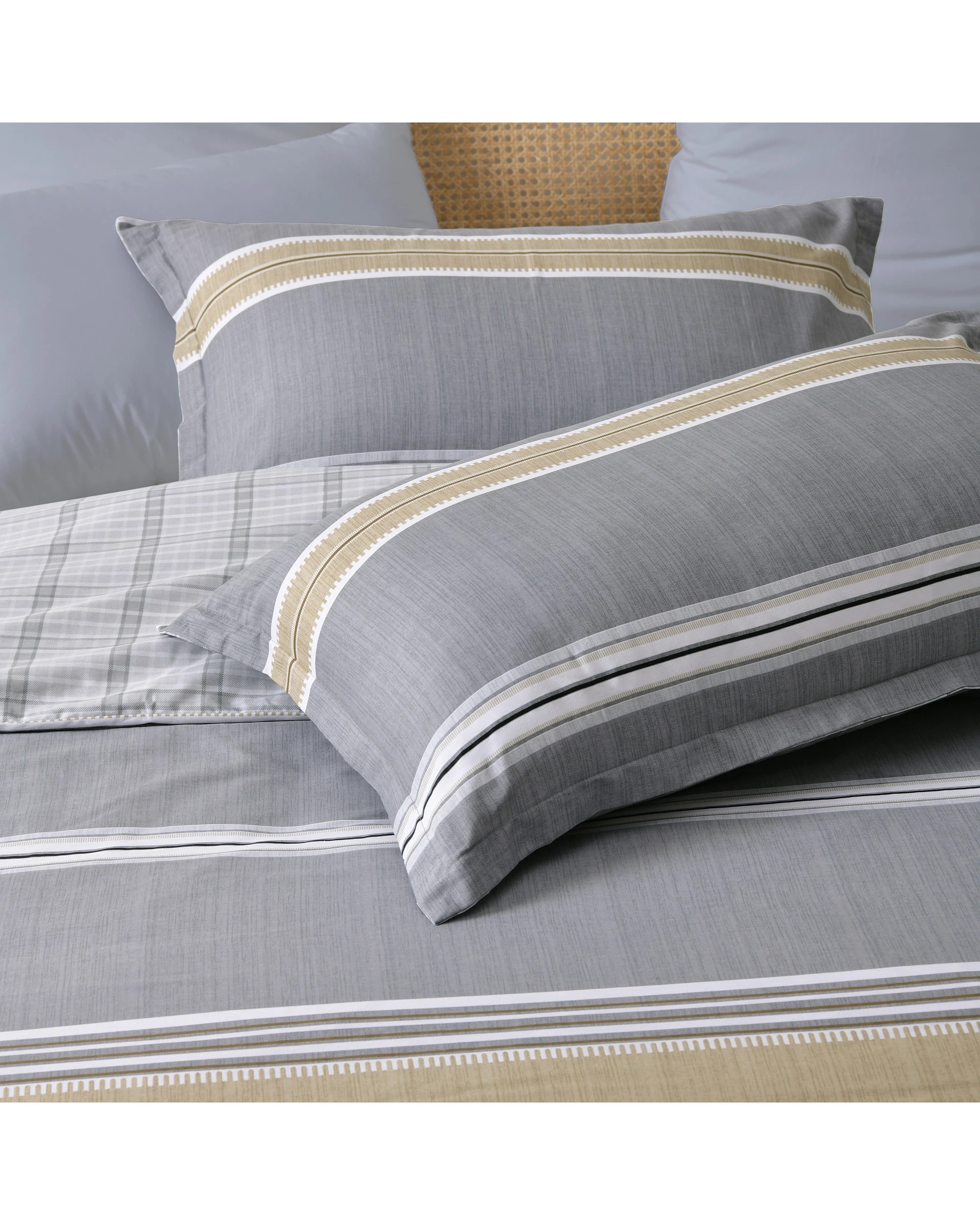 5 Dreamaker Avery 100% Cotton Reversible Quilt Cover Set - King Single Bed - Grey, 5 of 8
