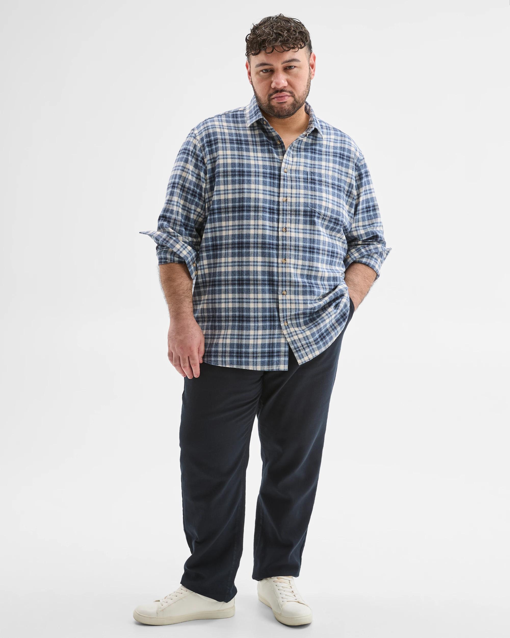 5 Target Man Plus Plus Size Australian Cotton Long Sleeve Flannelette Shirt BLUE, 5 of 6