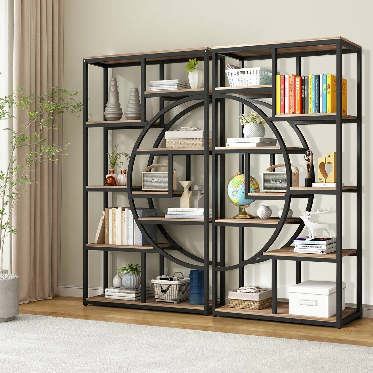3 LUXSUITE Bookshelf Display Tier Shelf CD DVD Photo Storage Black, 3 of 6