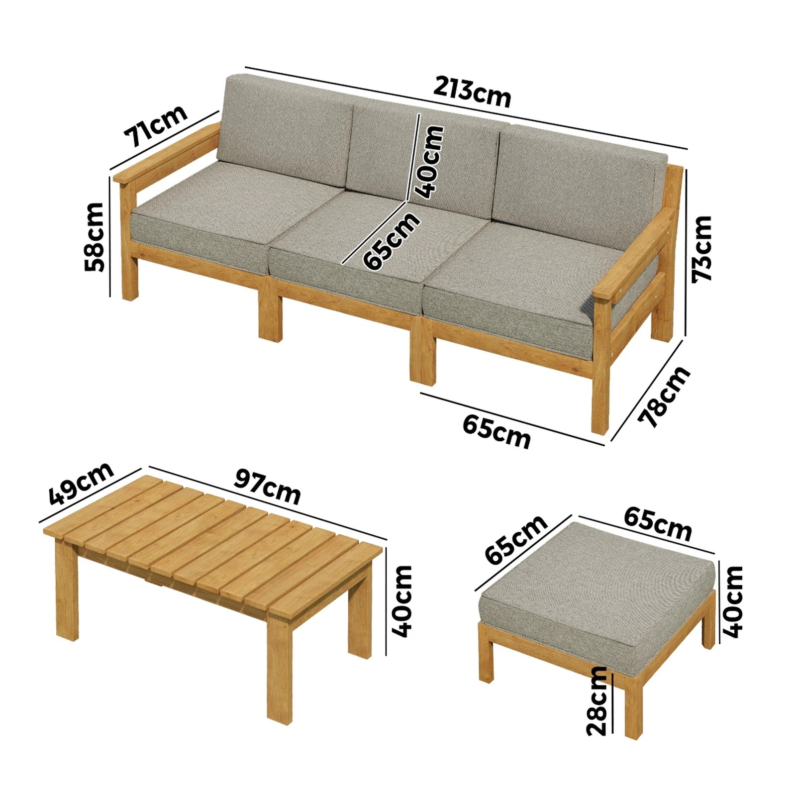 3 Livsip 5pcs Outdoor Furniture Sofa Set Lounge Setting
 - Beige, 3 of 9