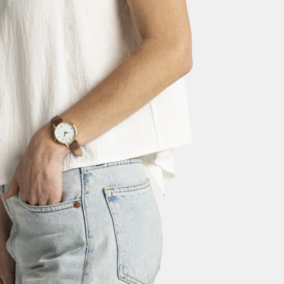 4 Skinny Watch - Brown & Gold Look, 4 of 6