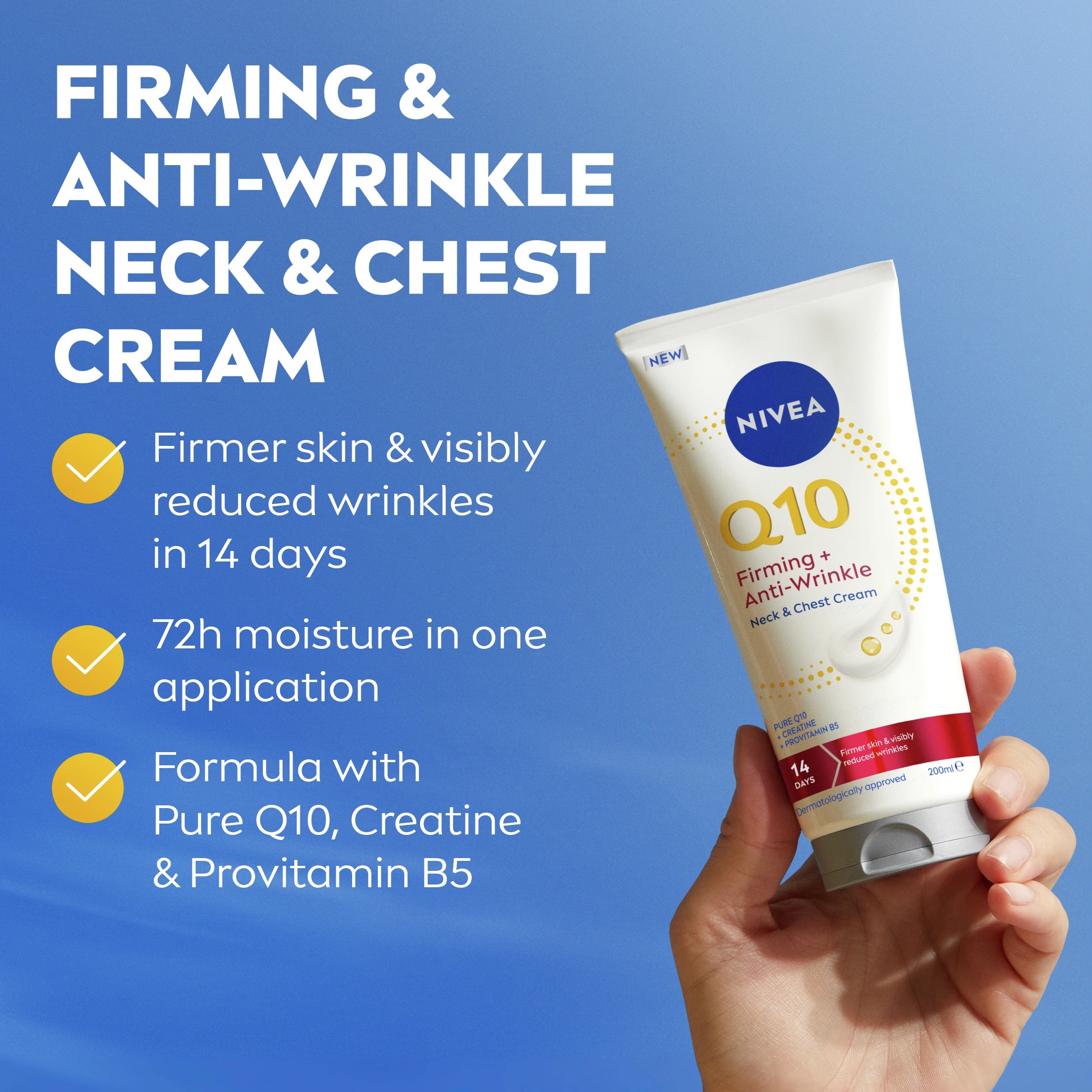 6 New Nivea Q10 Firming & Anti-Wrinkle Neck & Chest Cream 200ml -  Creatine & Provitamin B5, 6 of 8