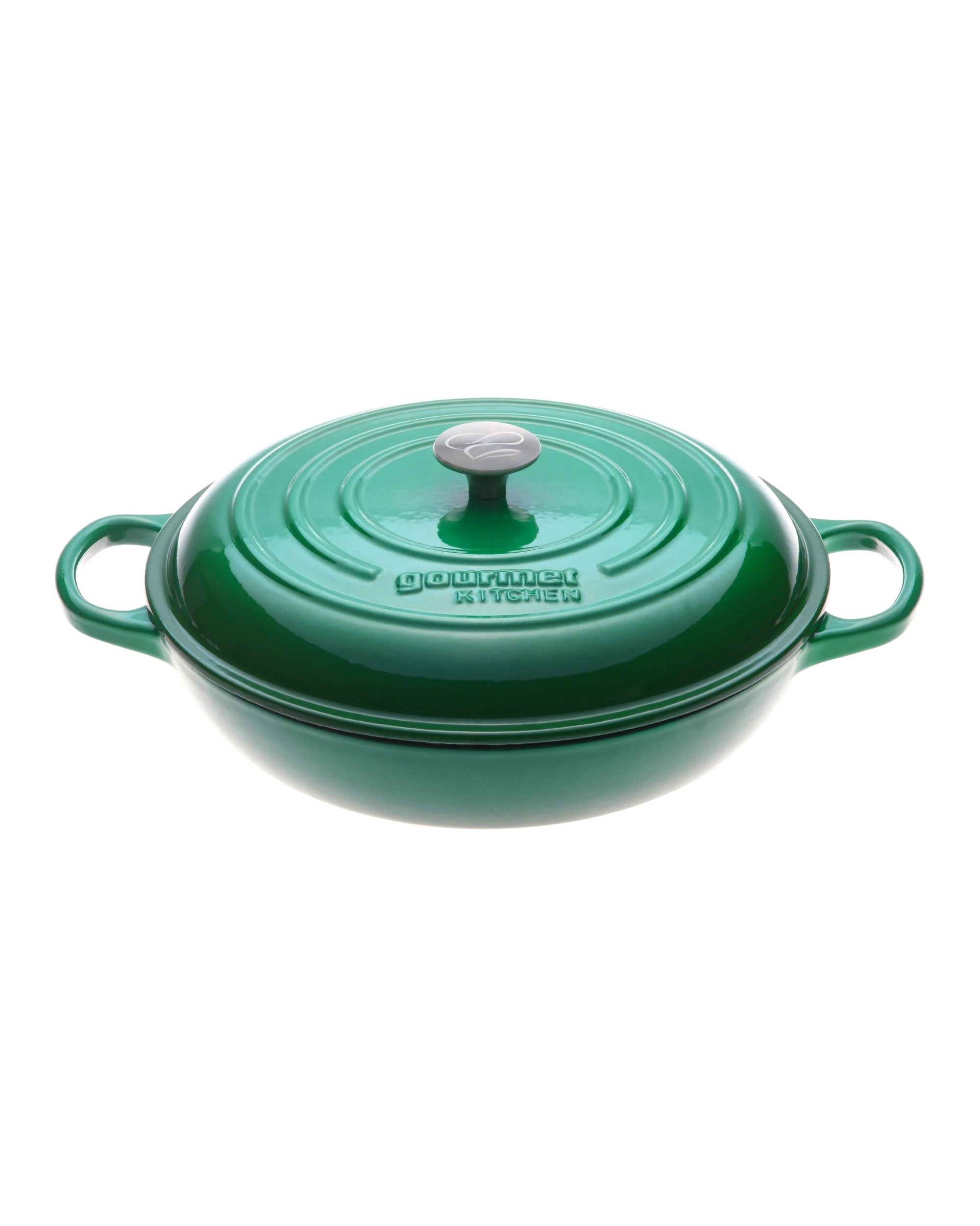 2 Gourmet Kitchen Enamelled Cast Iron Shallow Casserole 30cm - Eden Green, 2 of 8