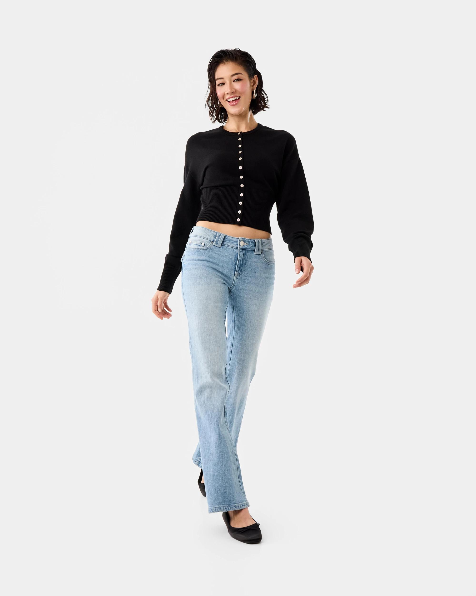 2 Low Rise Flare Leg Jeans Light Wash, 2 of 7