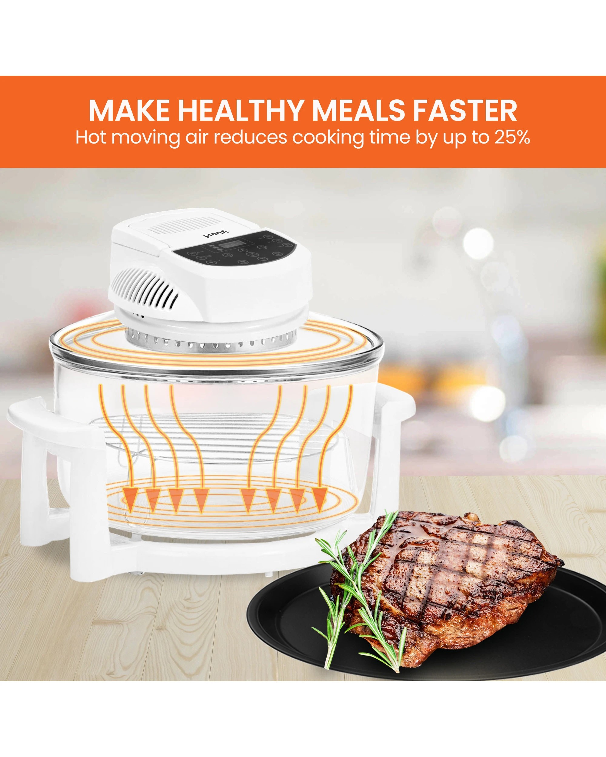 8 Pronti 17l Digital Family Turbo Convection Oven Broiler Cooker - White, 8 of 10