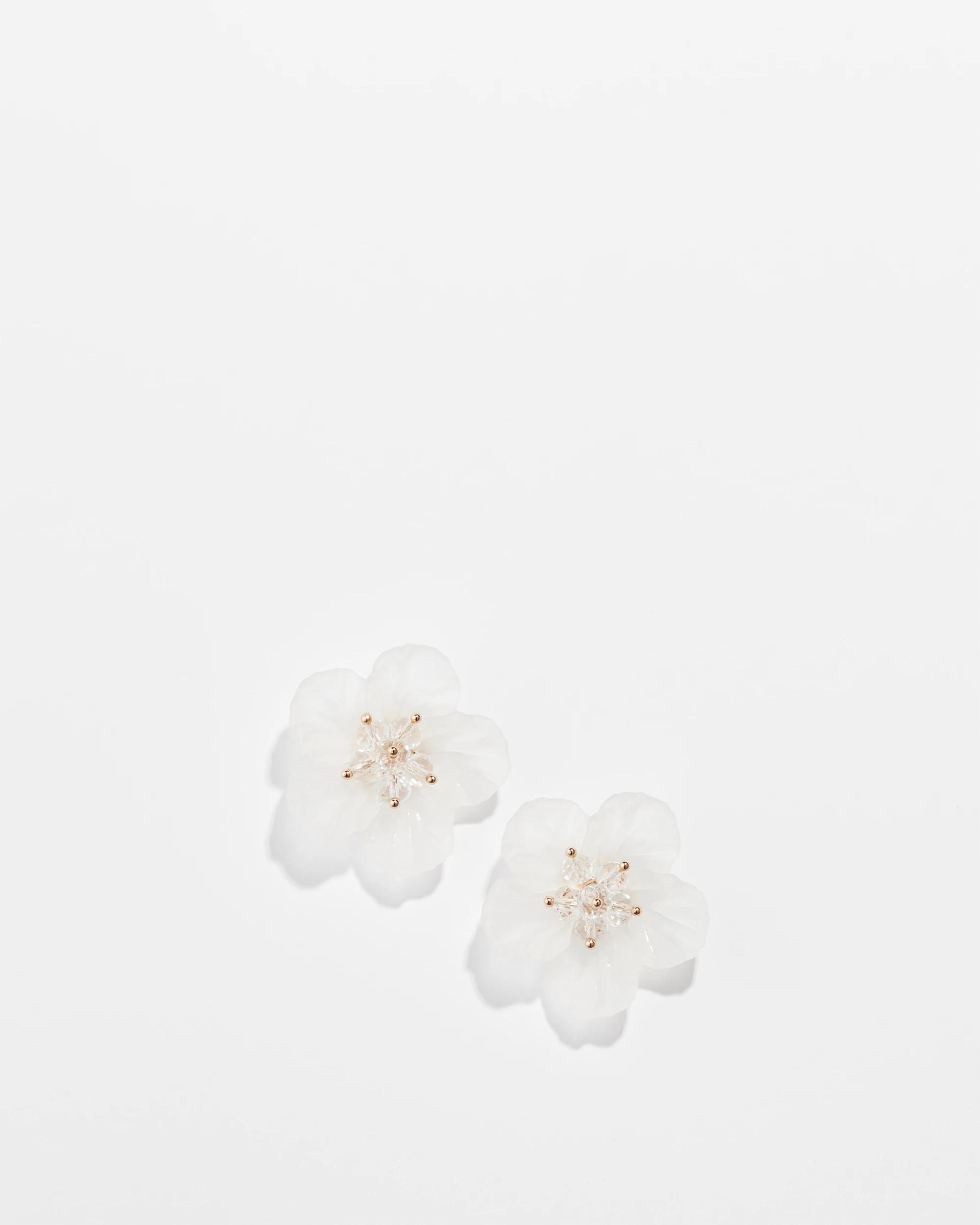 1 Target Sequin Flower Stud Earrings WHITE, 1 of 2