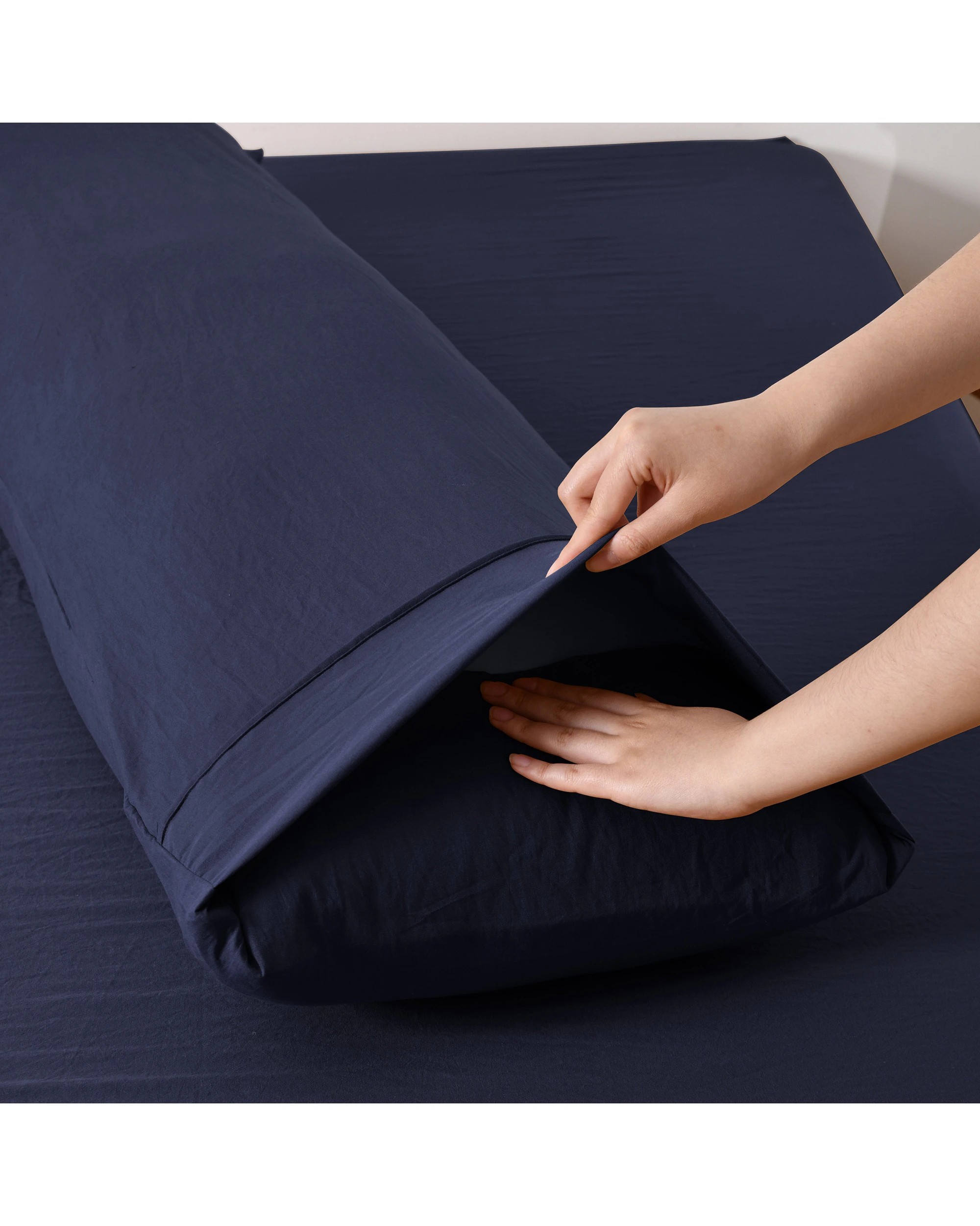 5 Dreamaker Superfine Washed Microfibre Body Pillowcase Twin Pack - Navy, 5 of 5