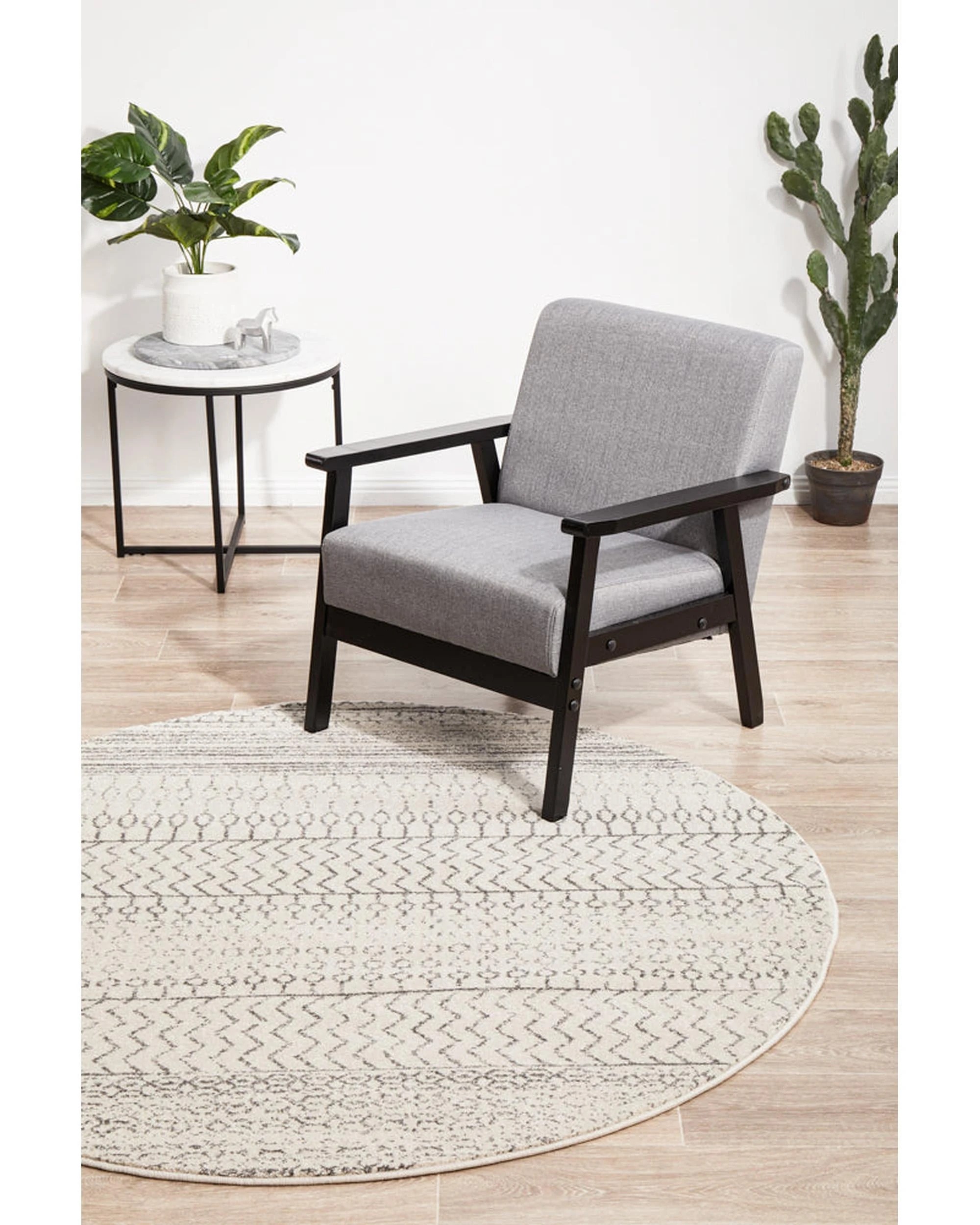 4 RUG CULTURE Chrome Harper Silver Round Rug — 240X240, 4 of 9