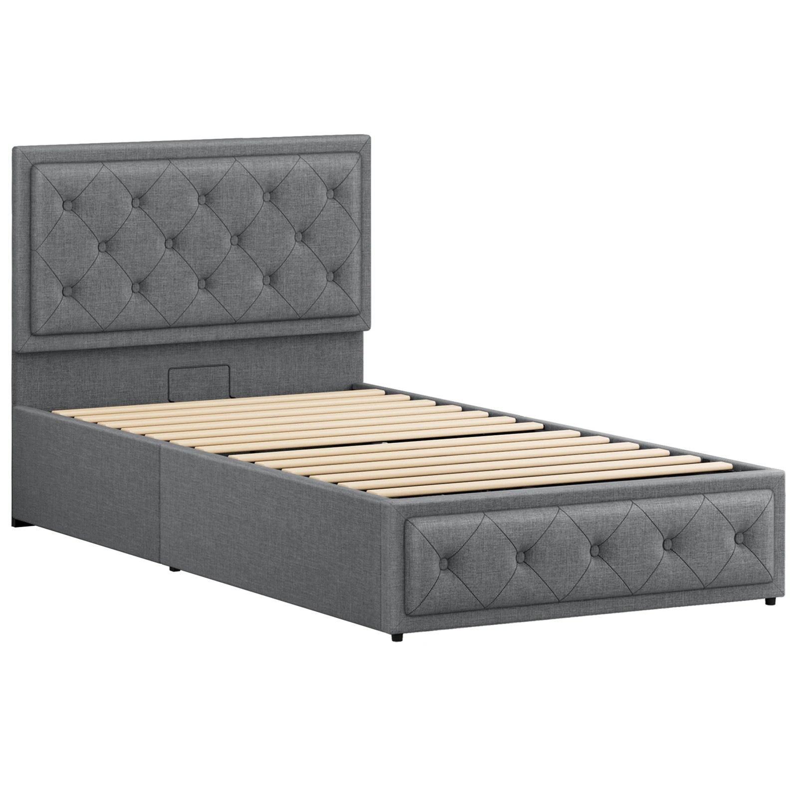 10 Alfordson Bed Frame King Single Gas Lift Storage Mattress Base Fabric Dinana - Grey, 10 of 10