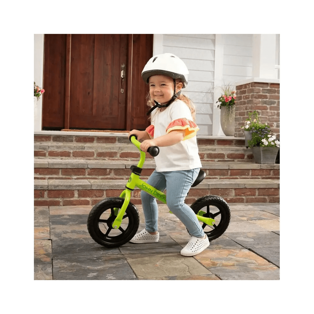 3 John Deere 25cm Green Steel Adjustable Kids Balance Bike Suitable 2 Years Plus - Green, 3 of 3