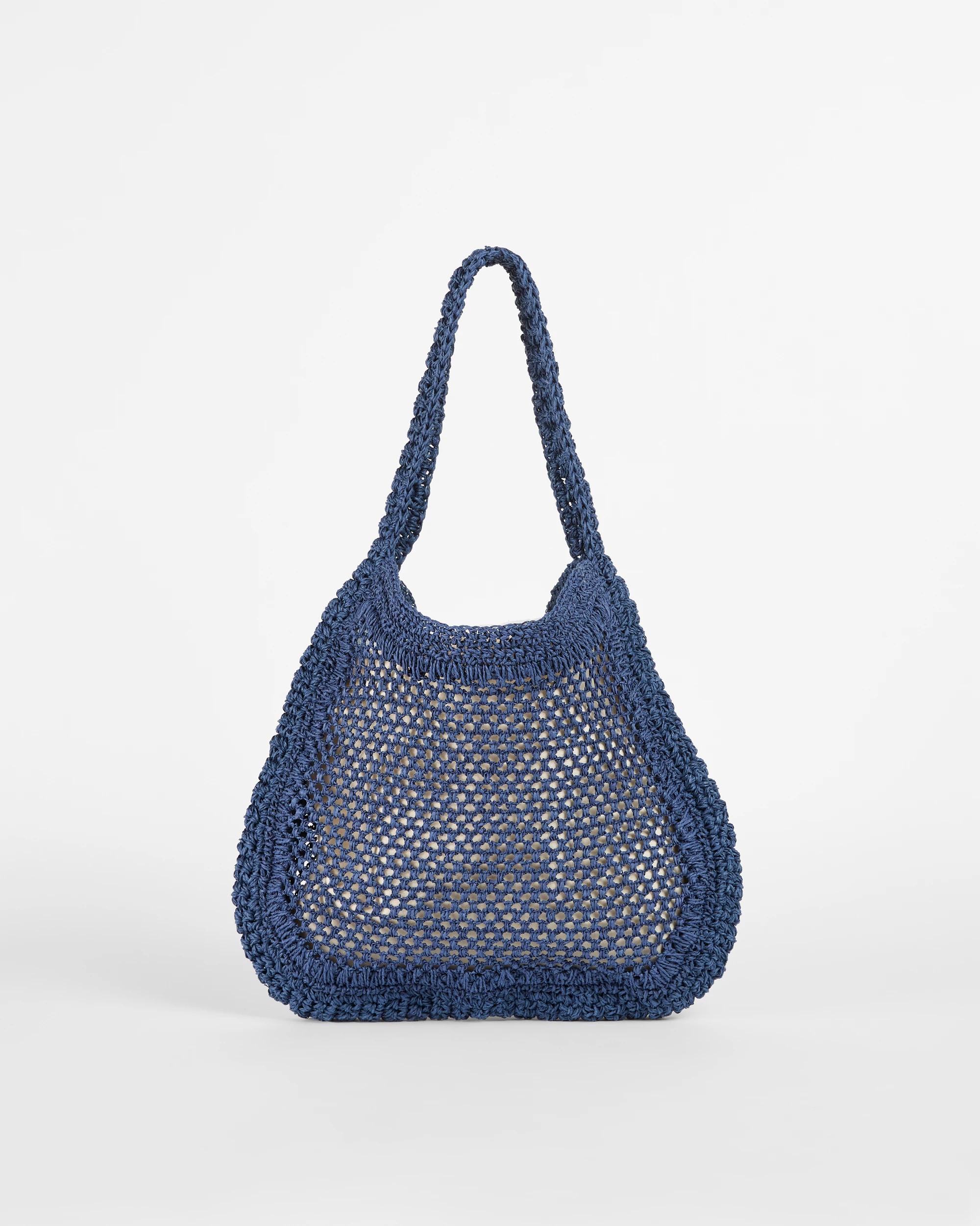 1 Target Crochet Paper Straw Shoulder Bag NAVY BLUE, 1 of 2