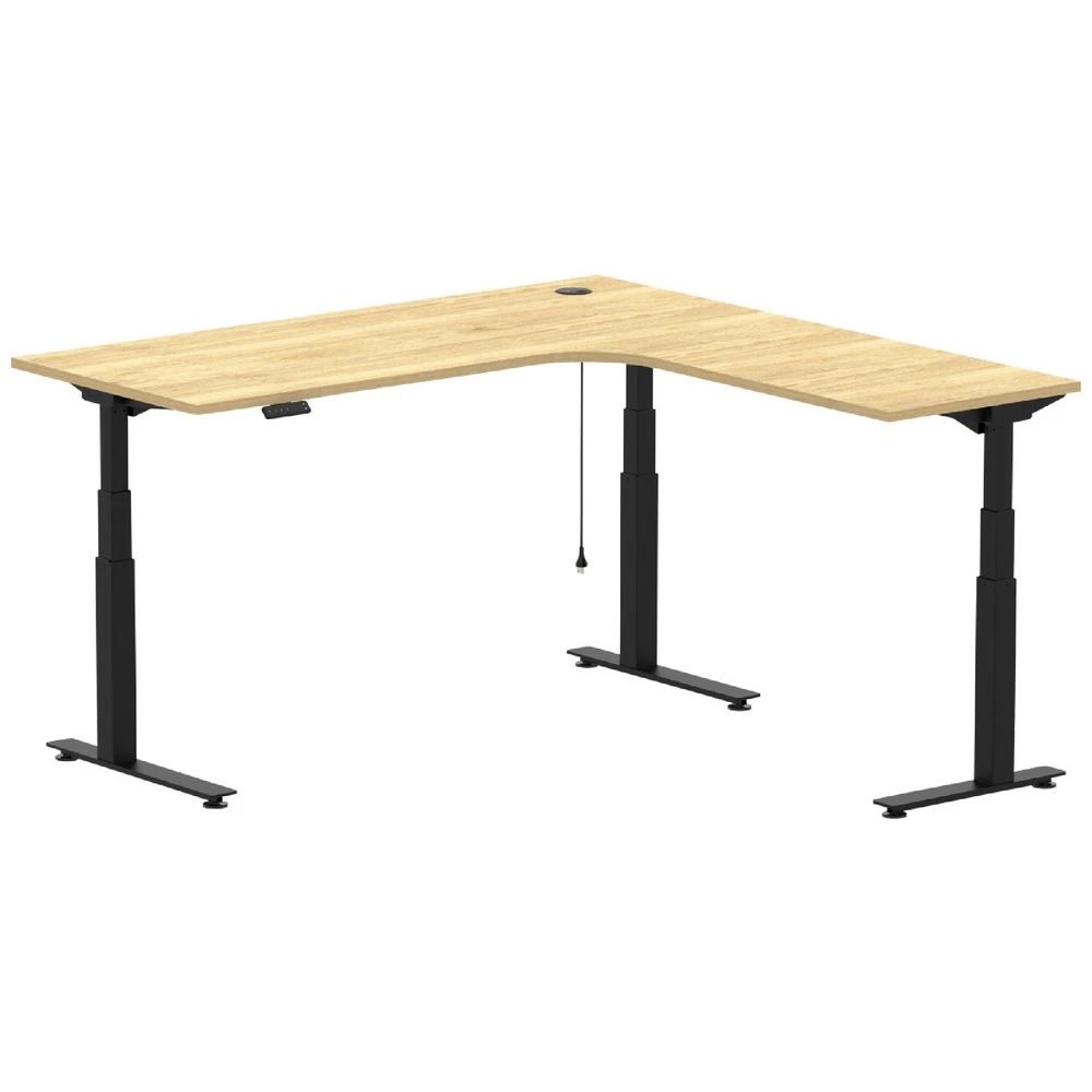 1 Stilford S2 Electric Radius Workstation 1800mm Black/Oak Desks, Tables and Workstations, 1 of 4